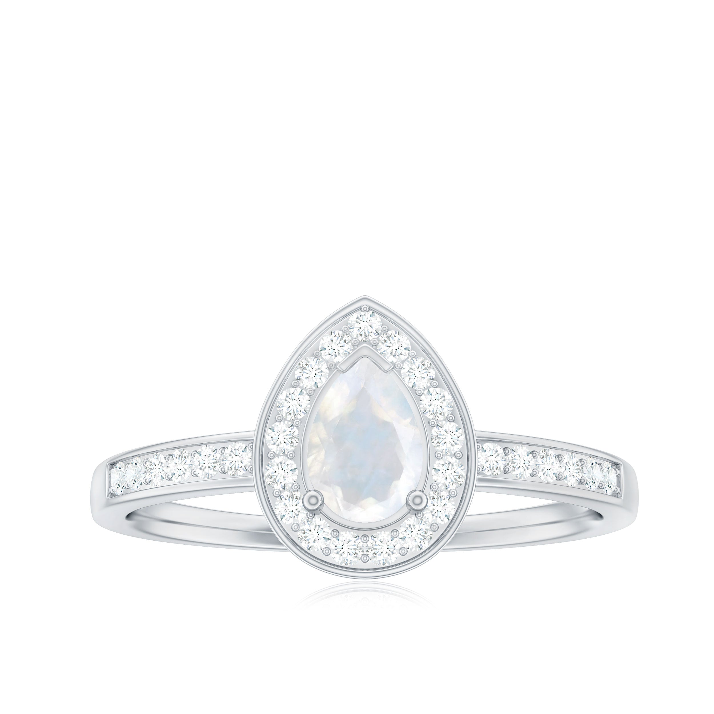 1.25 CT Classic Moonstone and Diamond Halo Engagement Ring AAA - Rosec Jewels