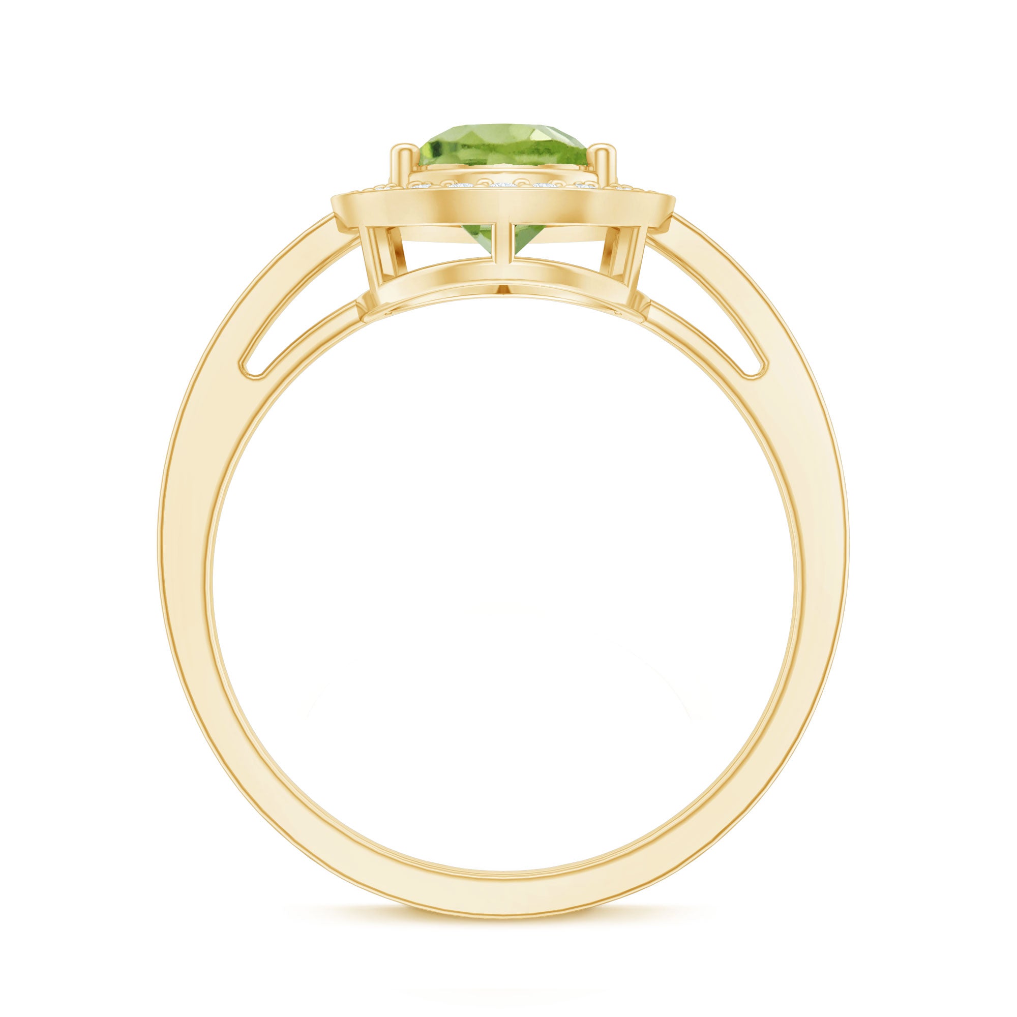 Natural 1 Carat Peridot Teardrop Engagement Ring with Diamond Halo AAA - Rosec Jewels