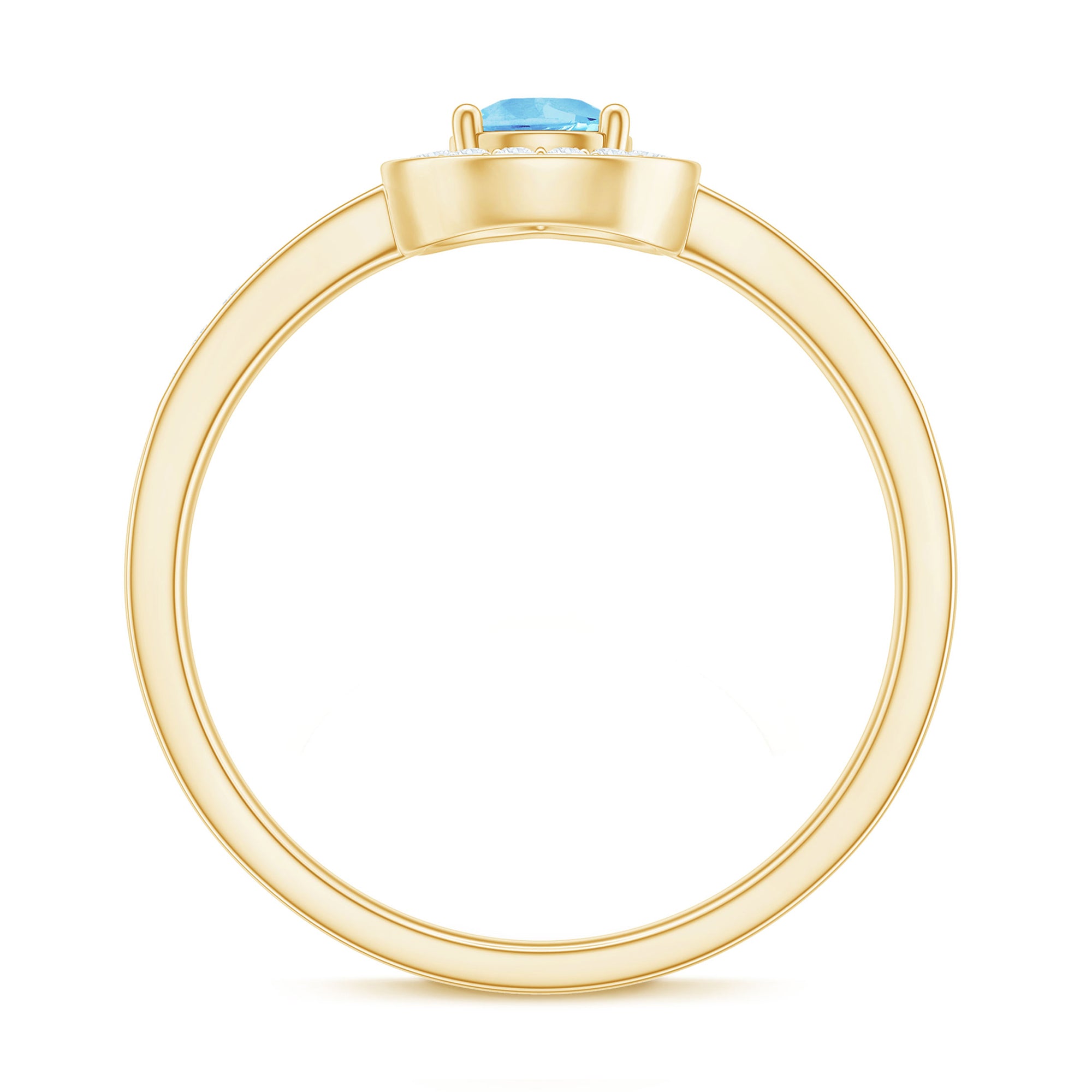 Rosec Jewels-Natural Pear Shape Aquamarine Teardrop Engagement Ring with Diamond Halo