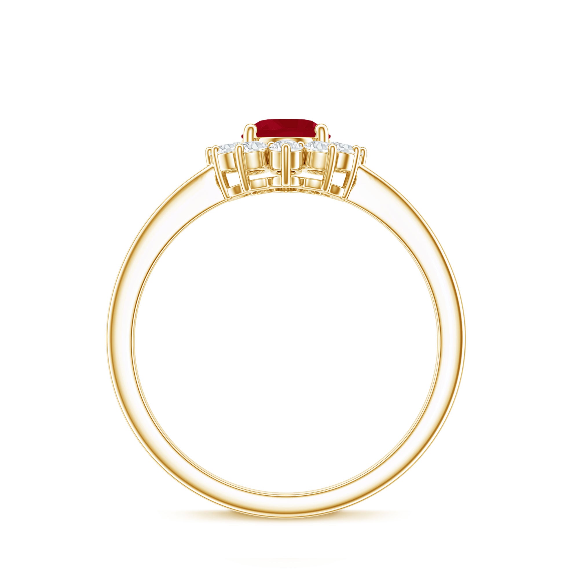 Natural 0.6 Carat Oval Ruby Engagement Ring with Diamond Halo AAA - Rosec Jewels