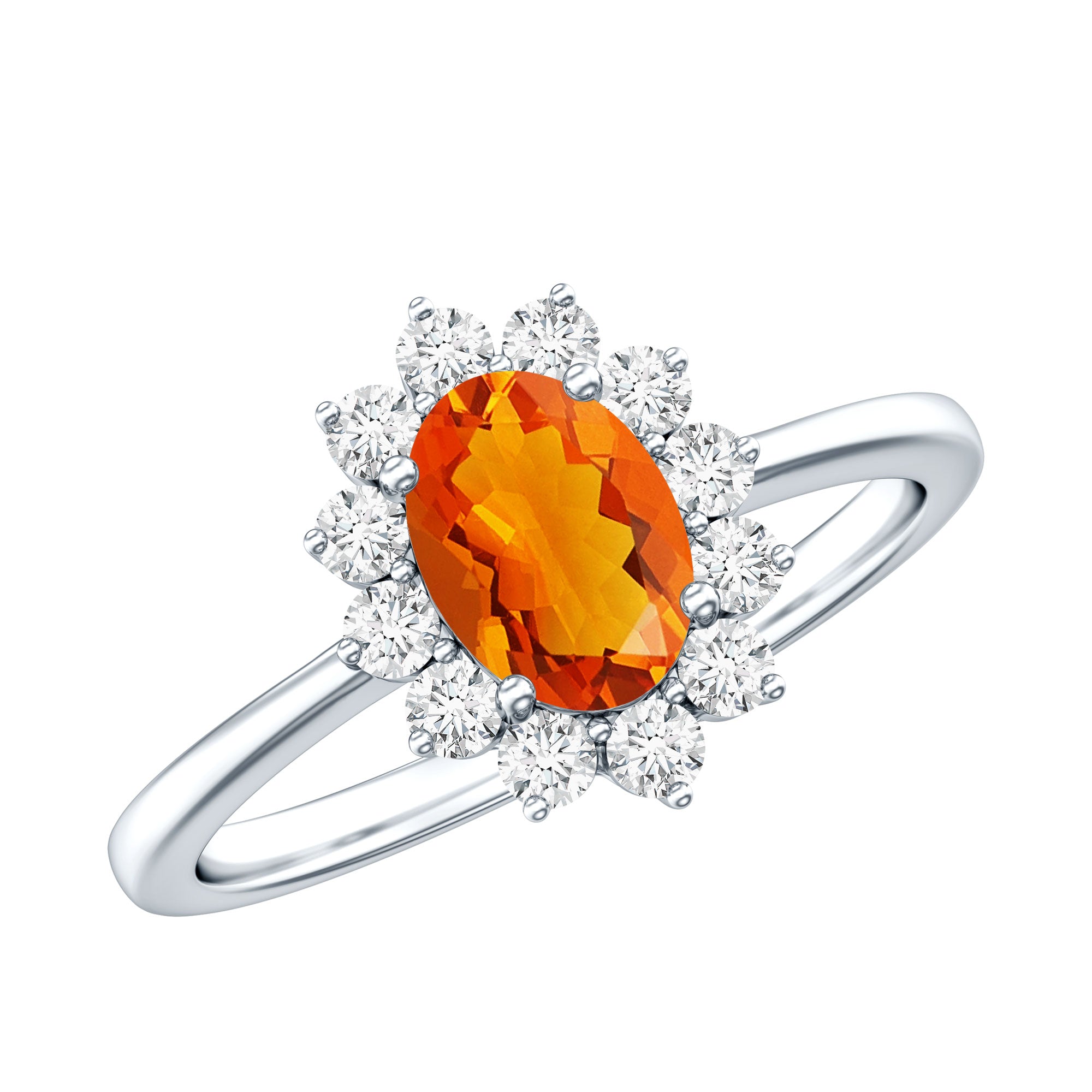 1 CT Princess Diana Inspired Fire Opal and Diamond Engagement Ring AAA - Rosec Jewels