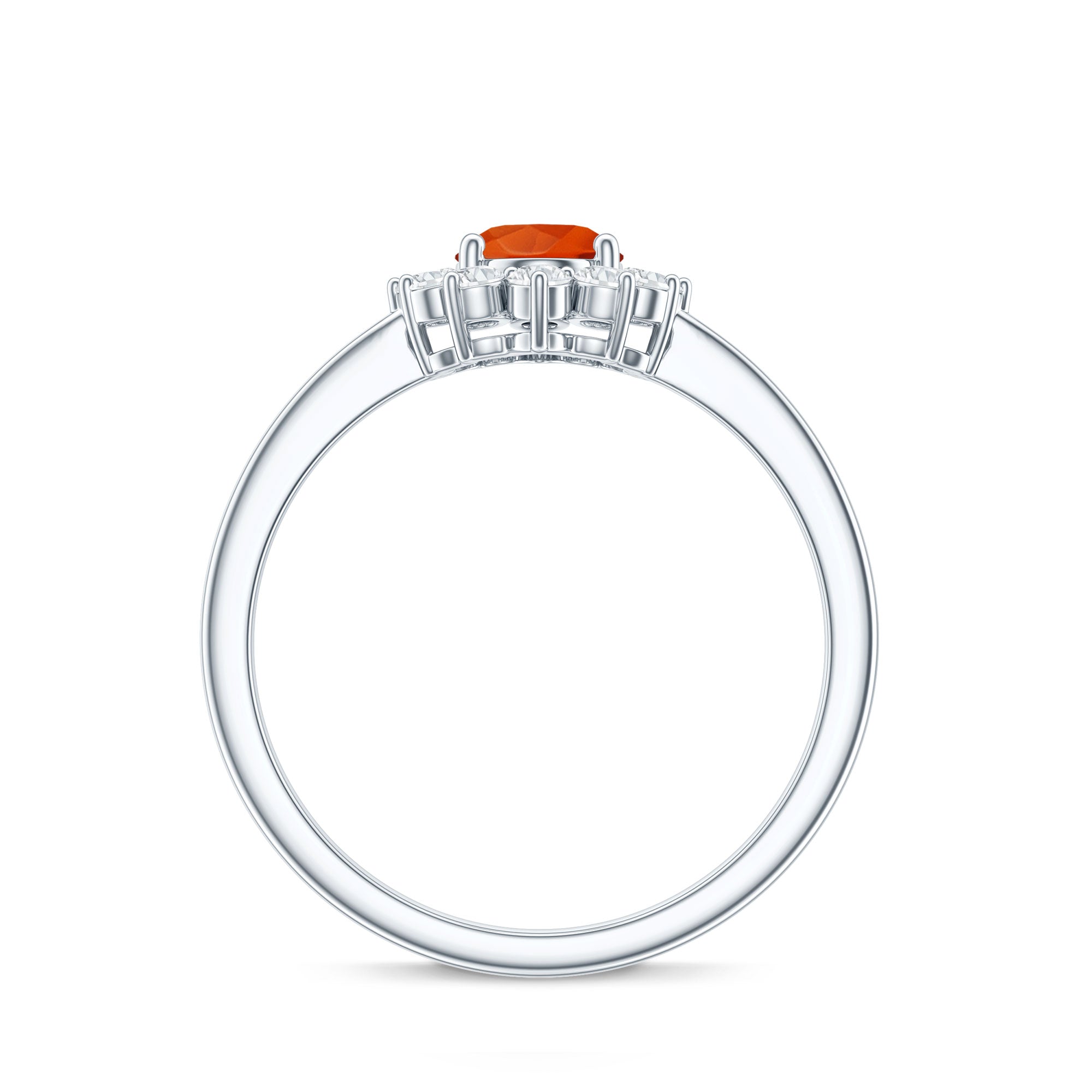 1 CT Princess Diana Inspired Fire Opal and Diamond Engagement Ring AAA - Rosec Jewels