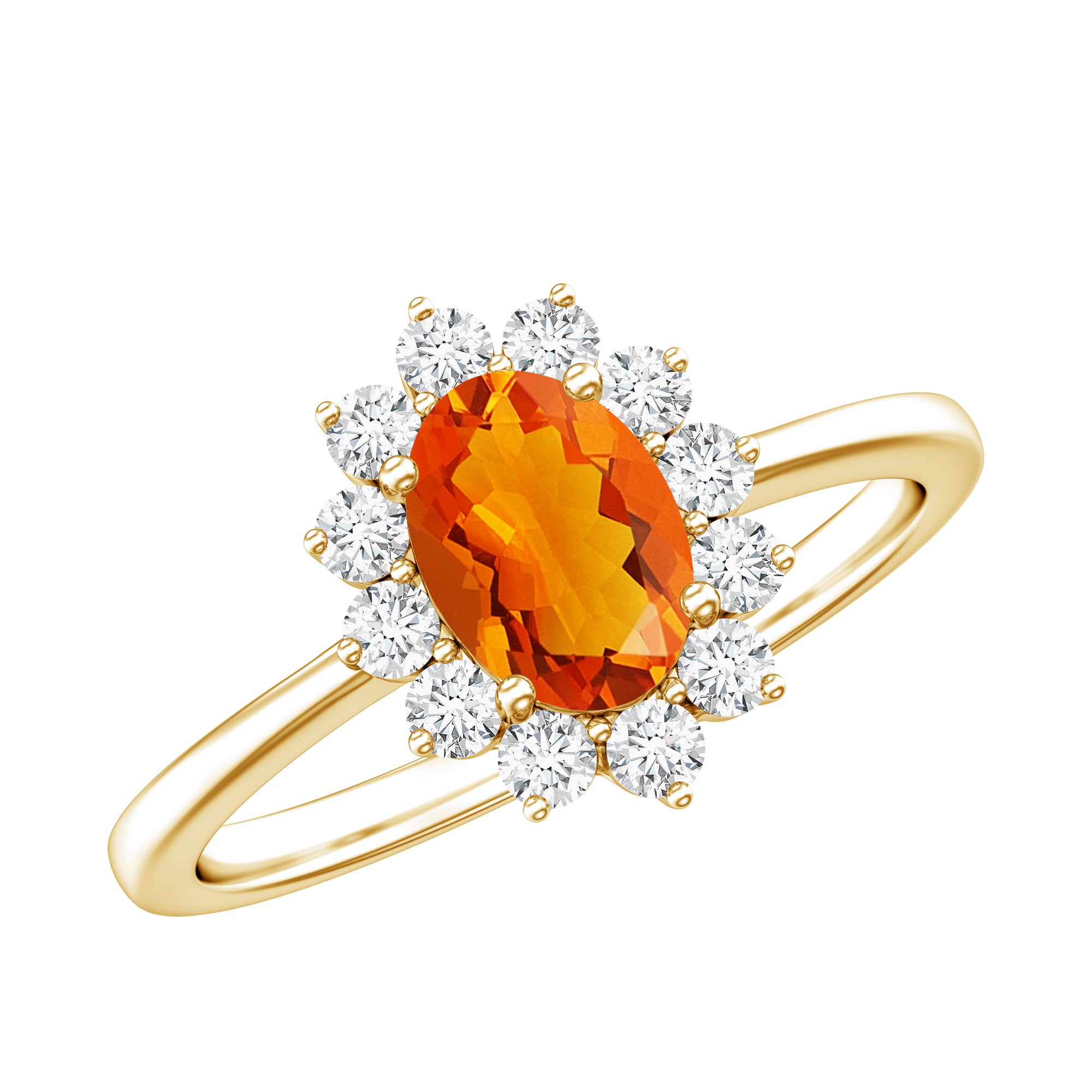 1 CT Princess Diana Inspired Fire Opal and Diamond Engagement Ring AAA - Rosec Jewels