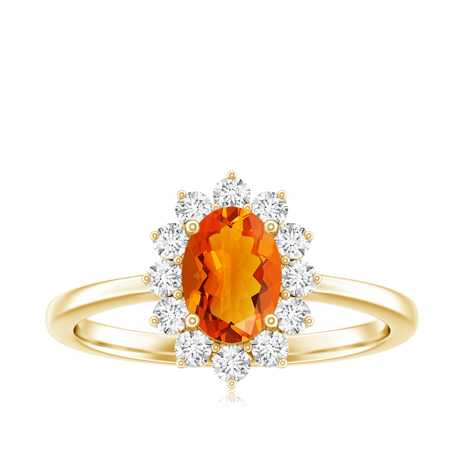 Rosec Jewels-1 CT Princess Diana Inspired Fire Opal and Diamond Engagement Ring