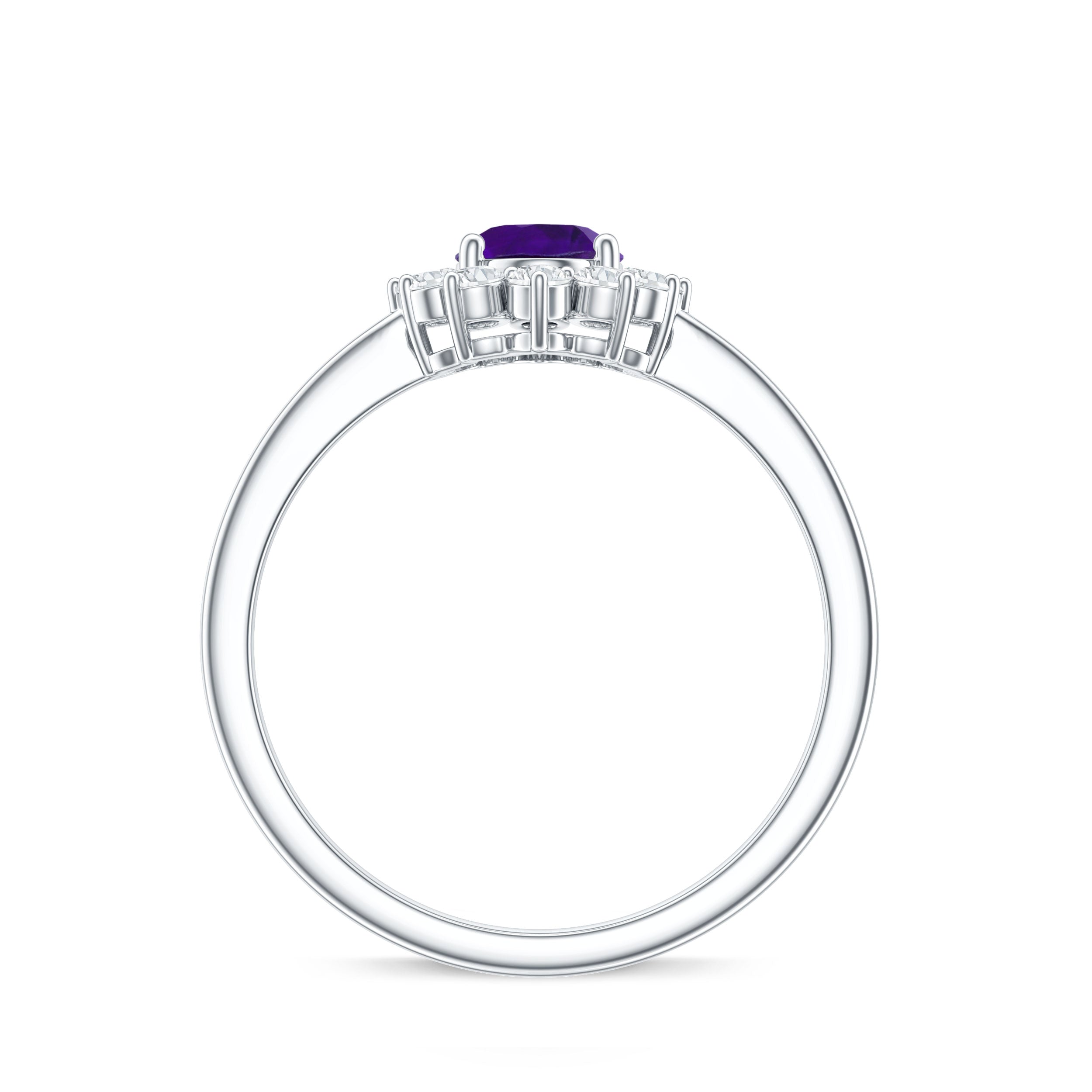 1.5 CT Princess Diana Inspired Amethyst Engagement Ring Diamond Halo AAA - Rosec Jewels