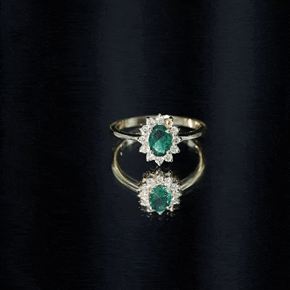 Lab Created Emerald Princess Diana Inspired Engagement Ring with Diamond AAAA - Rosec Jewels