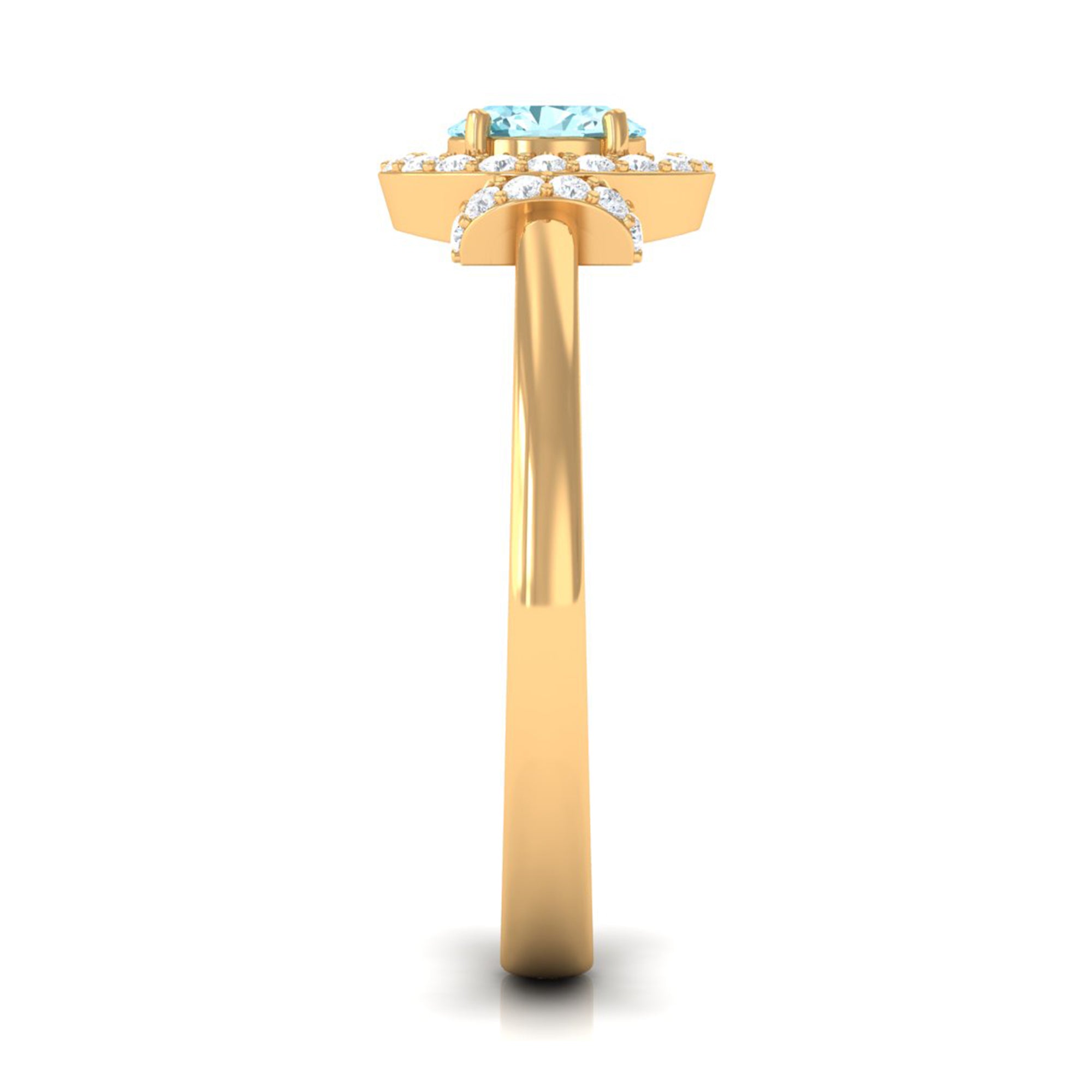 Rosec Jewels-0.50 CT Aquamarine Halo Engagement Ring with Diamond