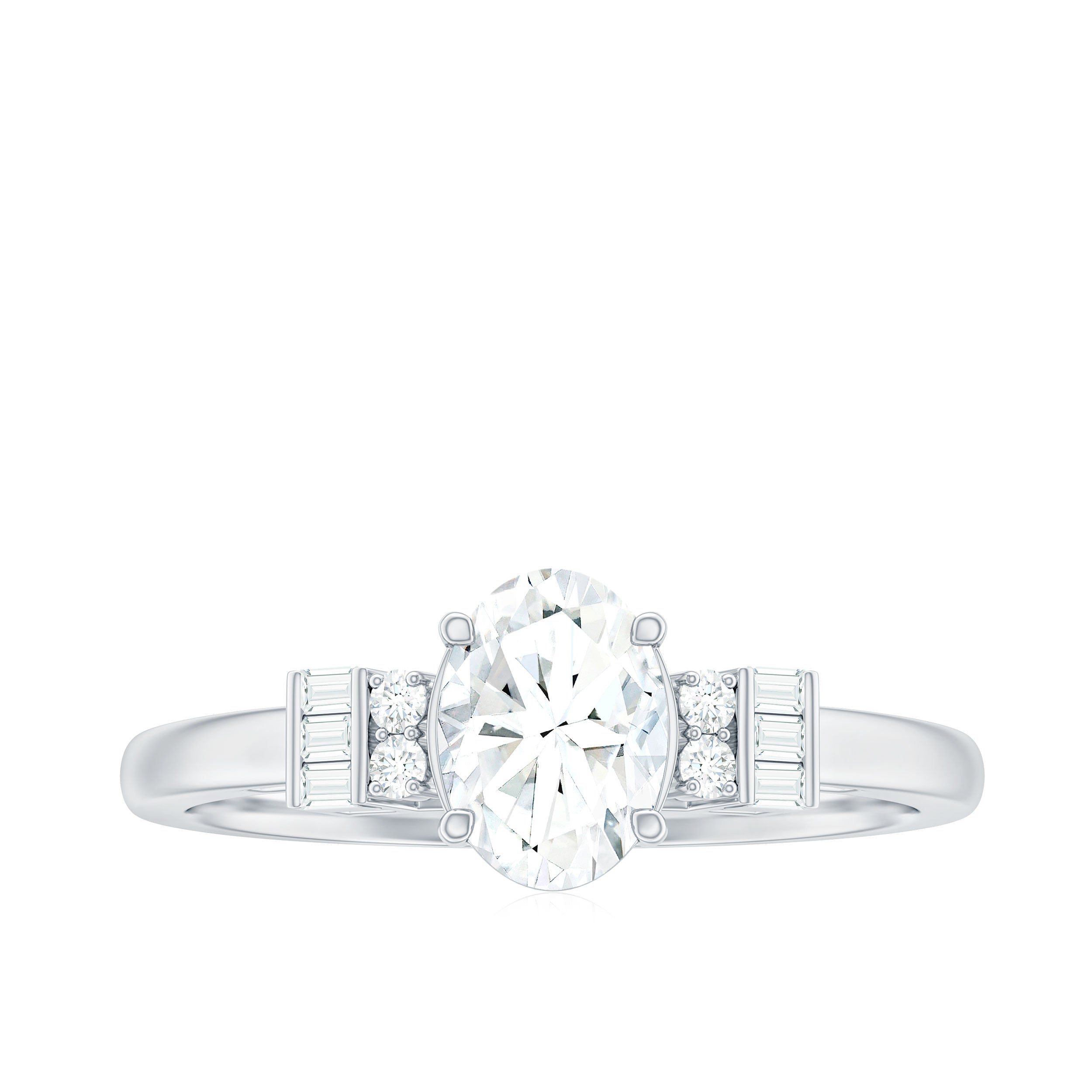 Rosec Jewels-Oval Shaped Moissanite Engagement Ring with Certificate