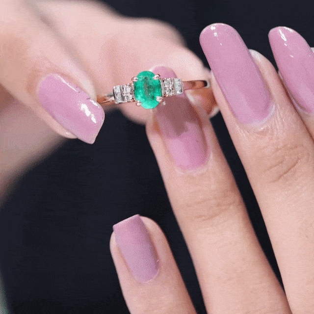 Rosec Jewels-Natural Emerald and Diamond Engagement Ring for Her