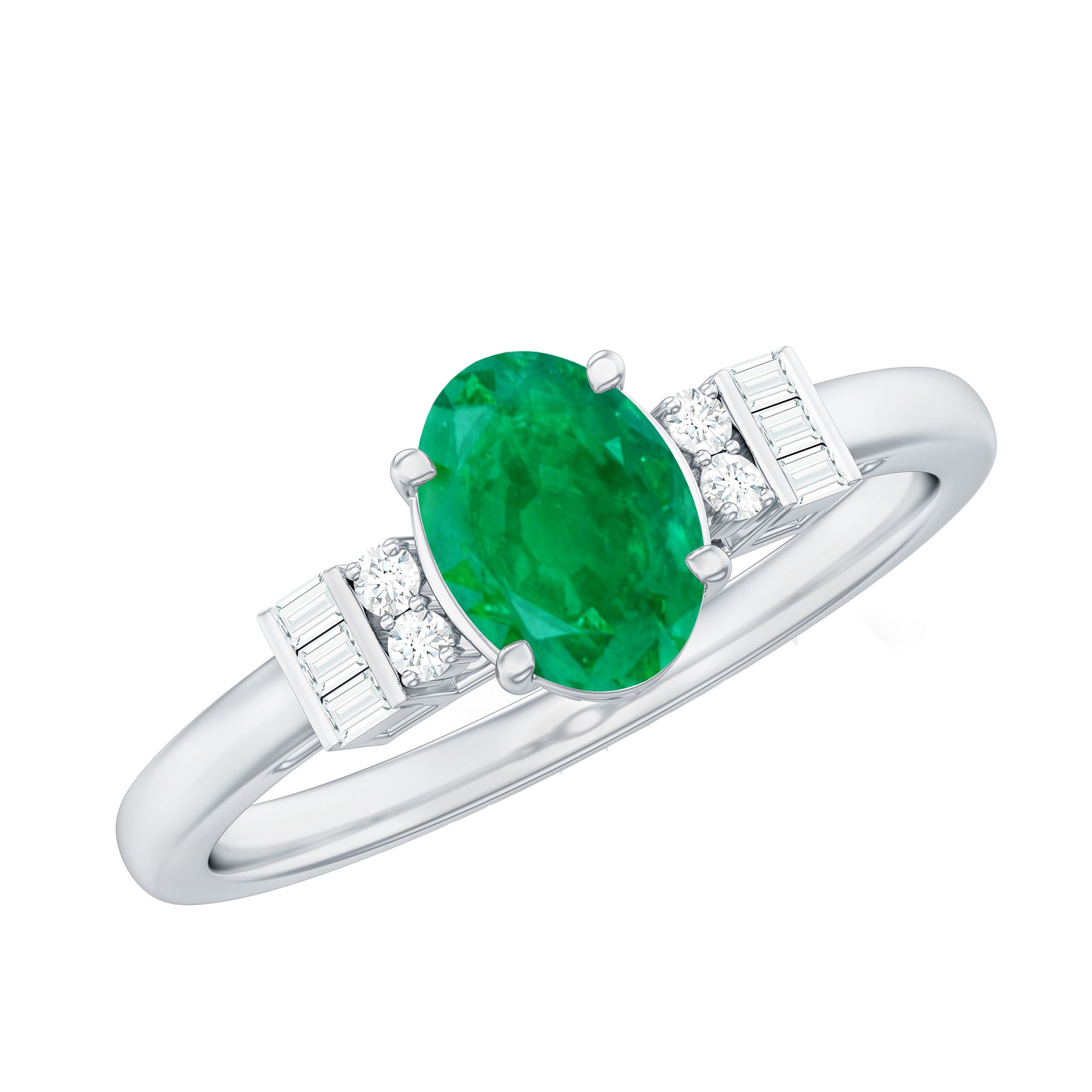 Rosec Jewels-Natural Emerald and Diamond Engagement Ring for Her