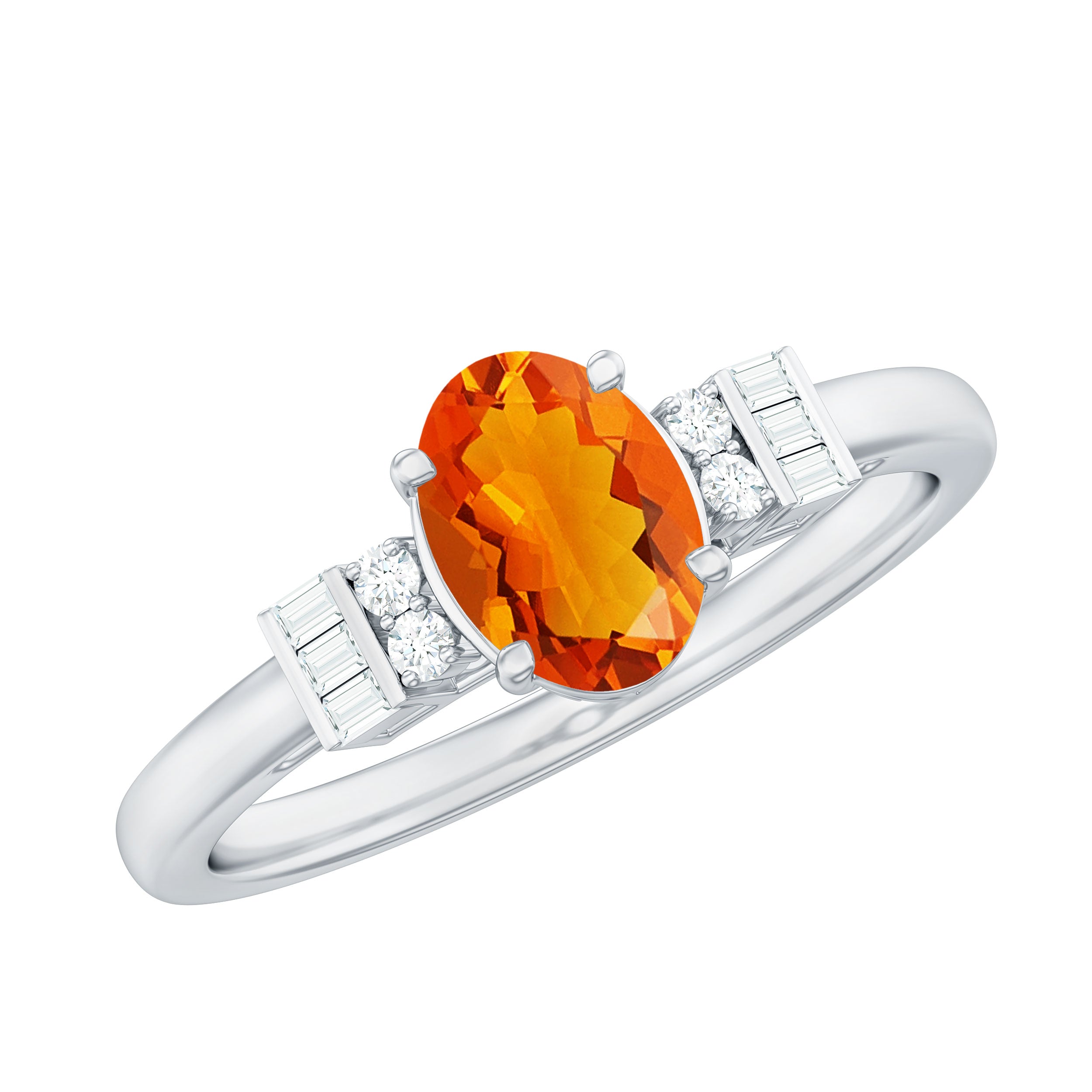 Rosec Jewels-3/4 CT Natural Oval Cut Fire Opal Classic Engagement Ring with Diamond