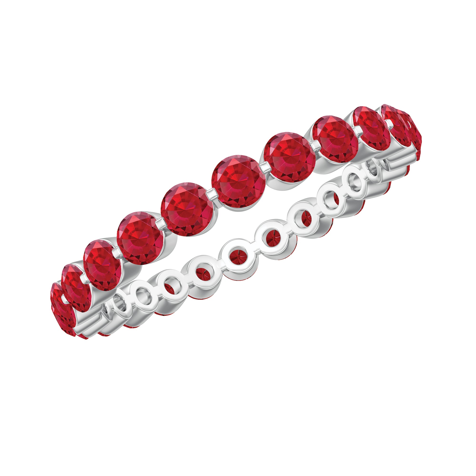 Certified Lab Created Ruby Simple Eternity Ring in Gold