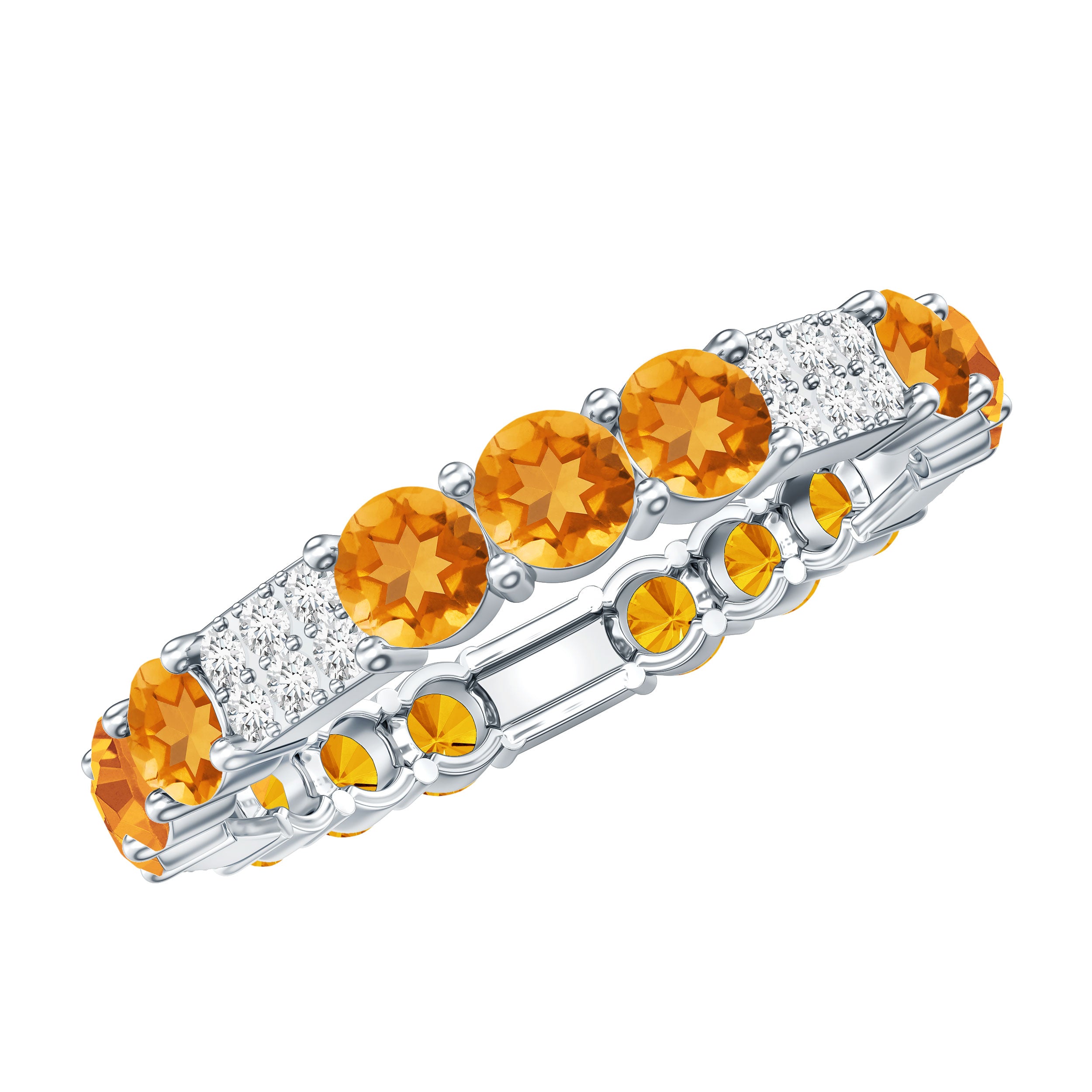 Rosec Jewels-Natural Citrine Diamond Eternity Wedding Band
