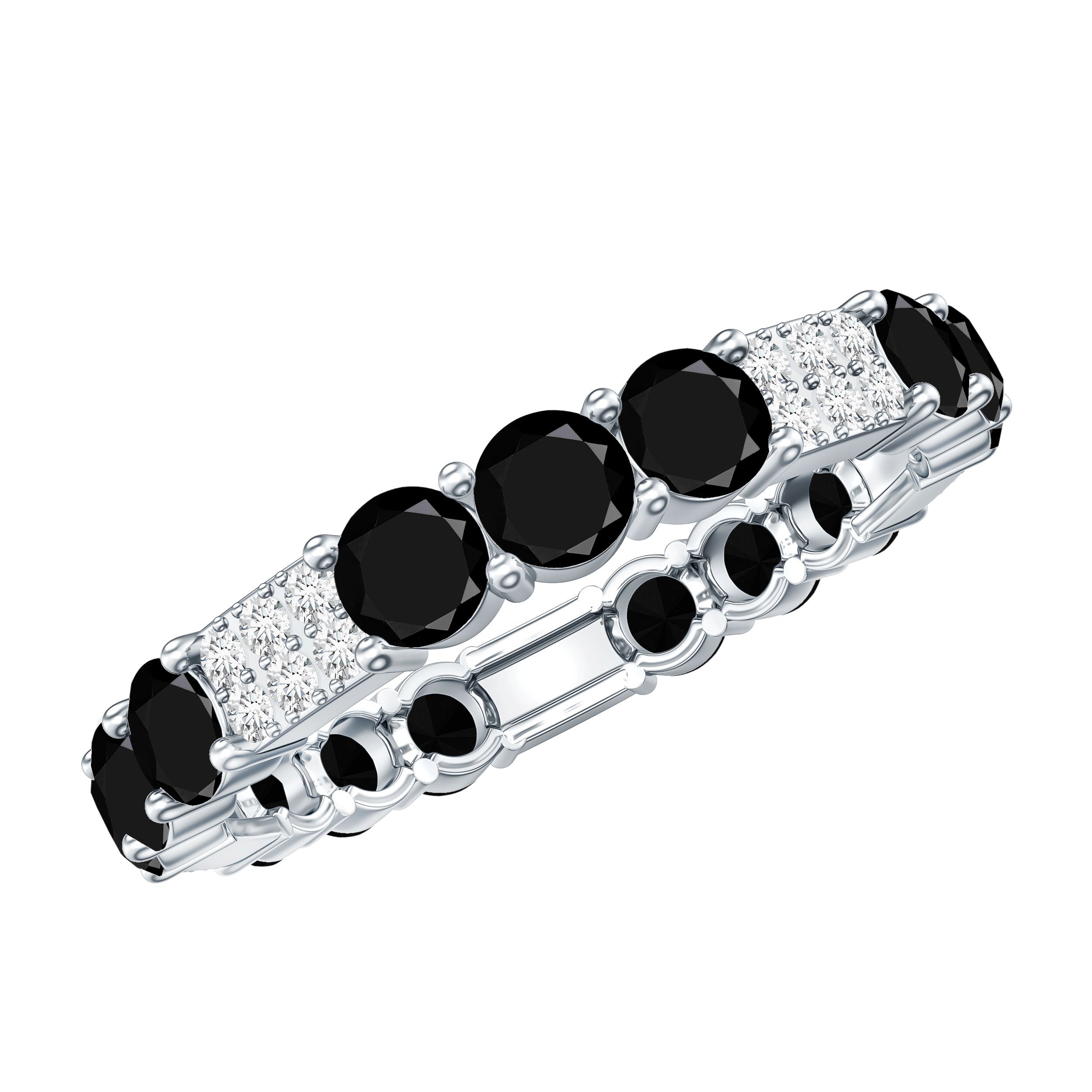 Real Black Spinel Diamond Eternity Ring for Anniversary AAA - Rosec Jewels