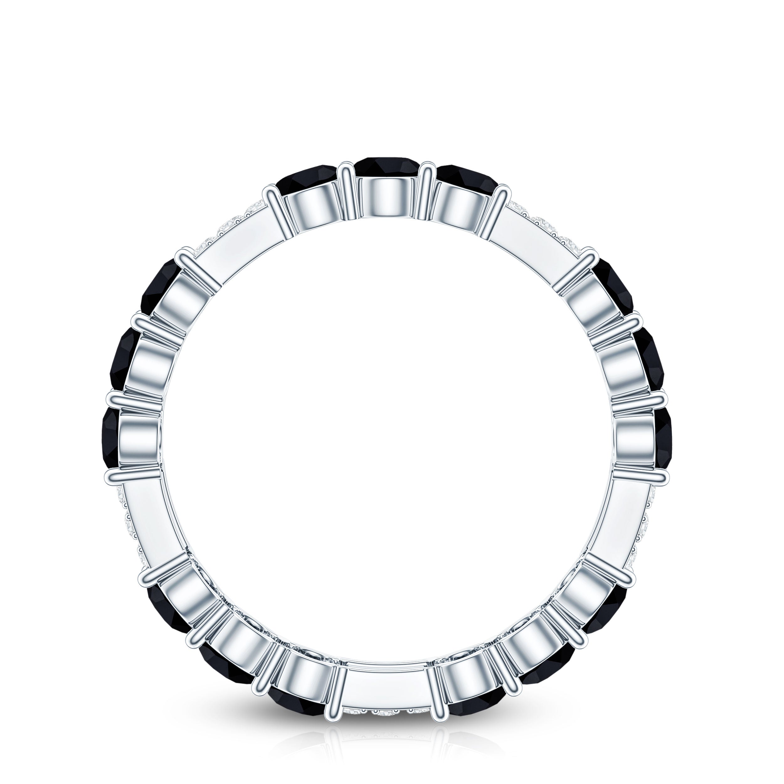 Real Black Spinel Diamond Eternity Ring for Anniversary AAA - Rosec Jewels