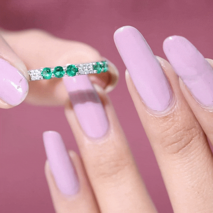 Certified Lab Grown Emerald Diamond Eternity Wedding Band AAAA - Rosec Jewels