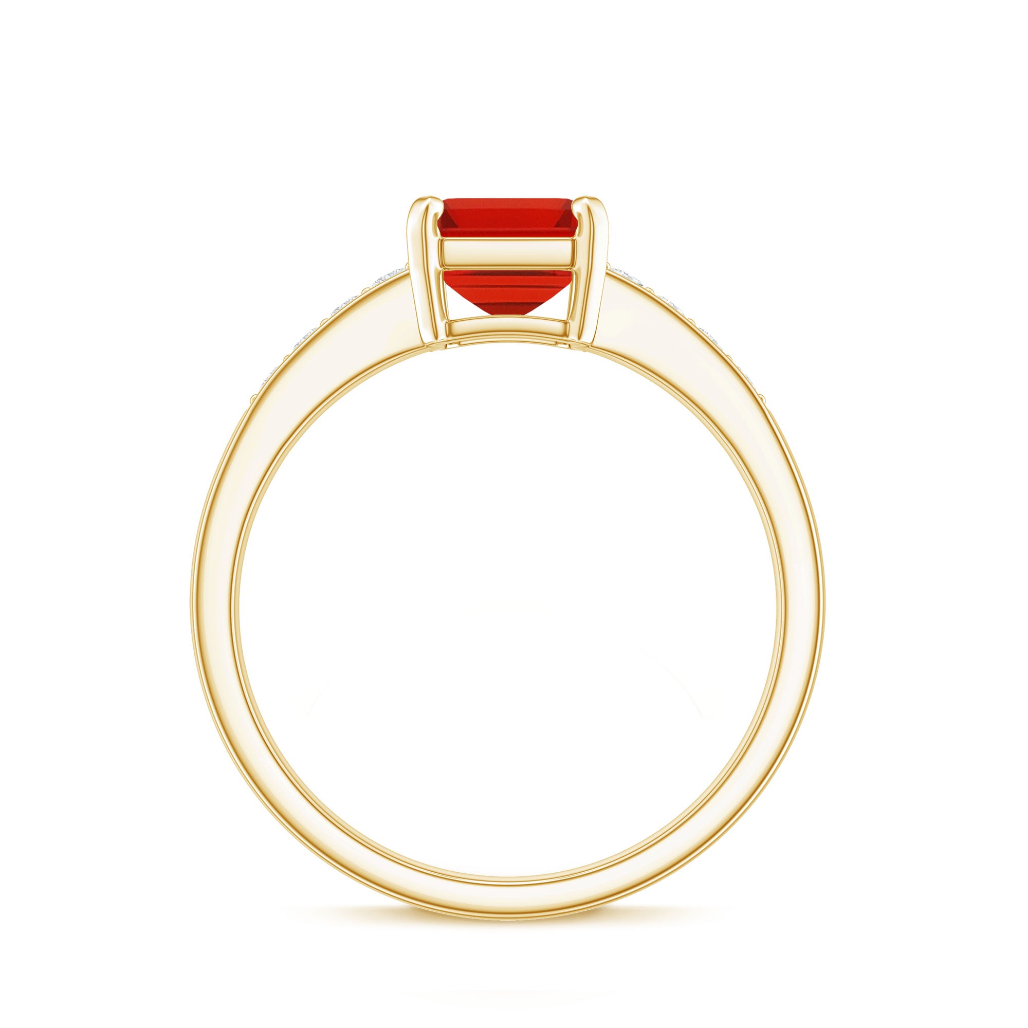 Emerald Cut Real Fire Opal Solitaire Engagement Ring with Diamond AAA - Rosec Jewels