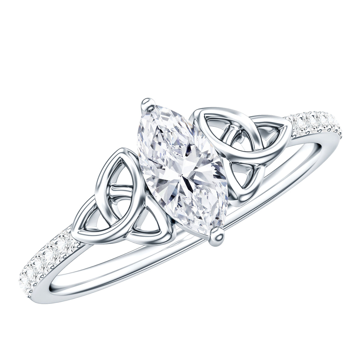 Marquise Cut Moissanite Celtic Knot Engagement Ring D-VS1 - Rosec Jewels
