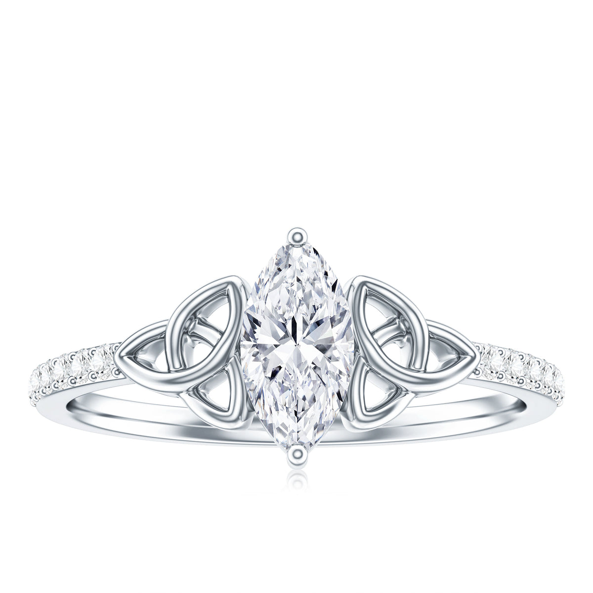 Marquise Cut Moissanite Celtic Knot Engagement Ring D-VS1 - Rosec Jewels