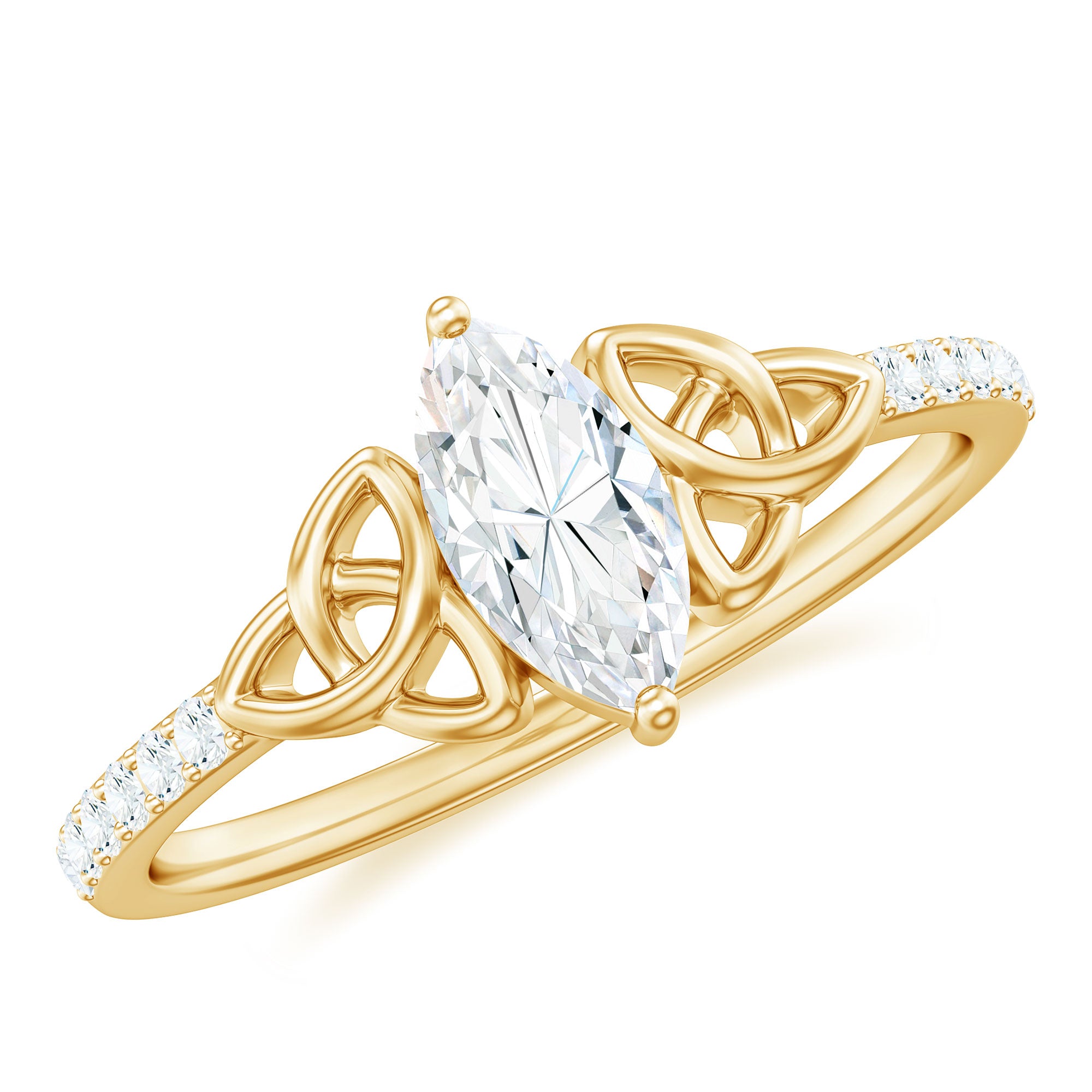 Marquise Cut Moissanite Celtic Knot Engagement Ring D-VS1 - Rosec Jewels