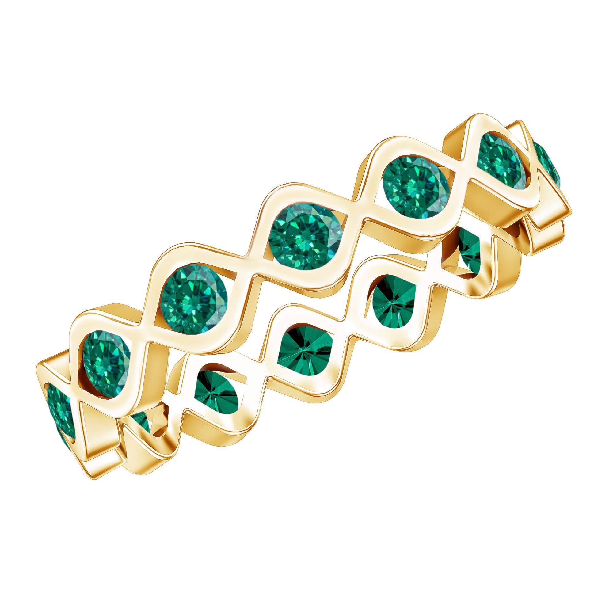 Certified Lab Grown Emerald Infinity Twisted Eternity Ring AAAA - Rosec Jewels