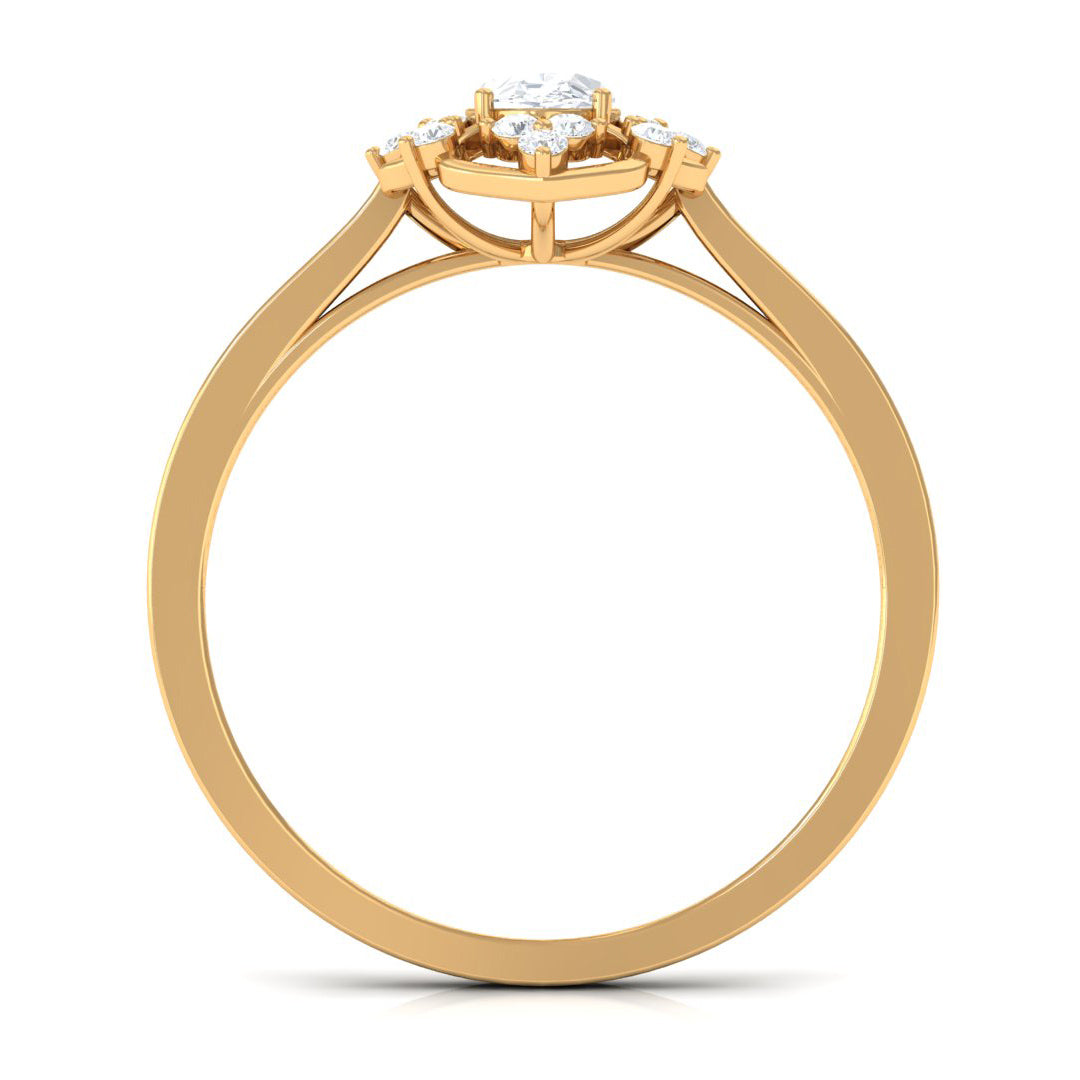 Rosec Jewels-Vintage Inspired Moissanite Flower Engagement Ring