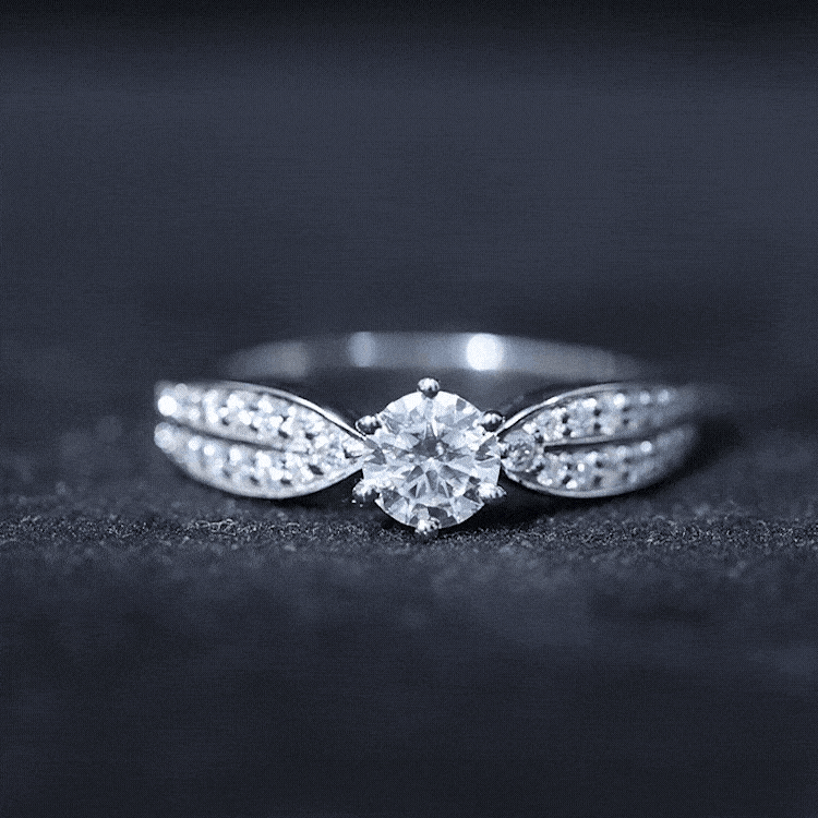 Elegant Round Moissanite Engagement Ring with Side Stones D-VS1 - Rosec Jewels