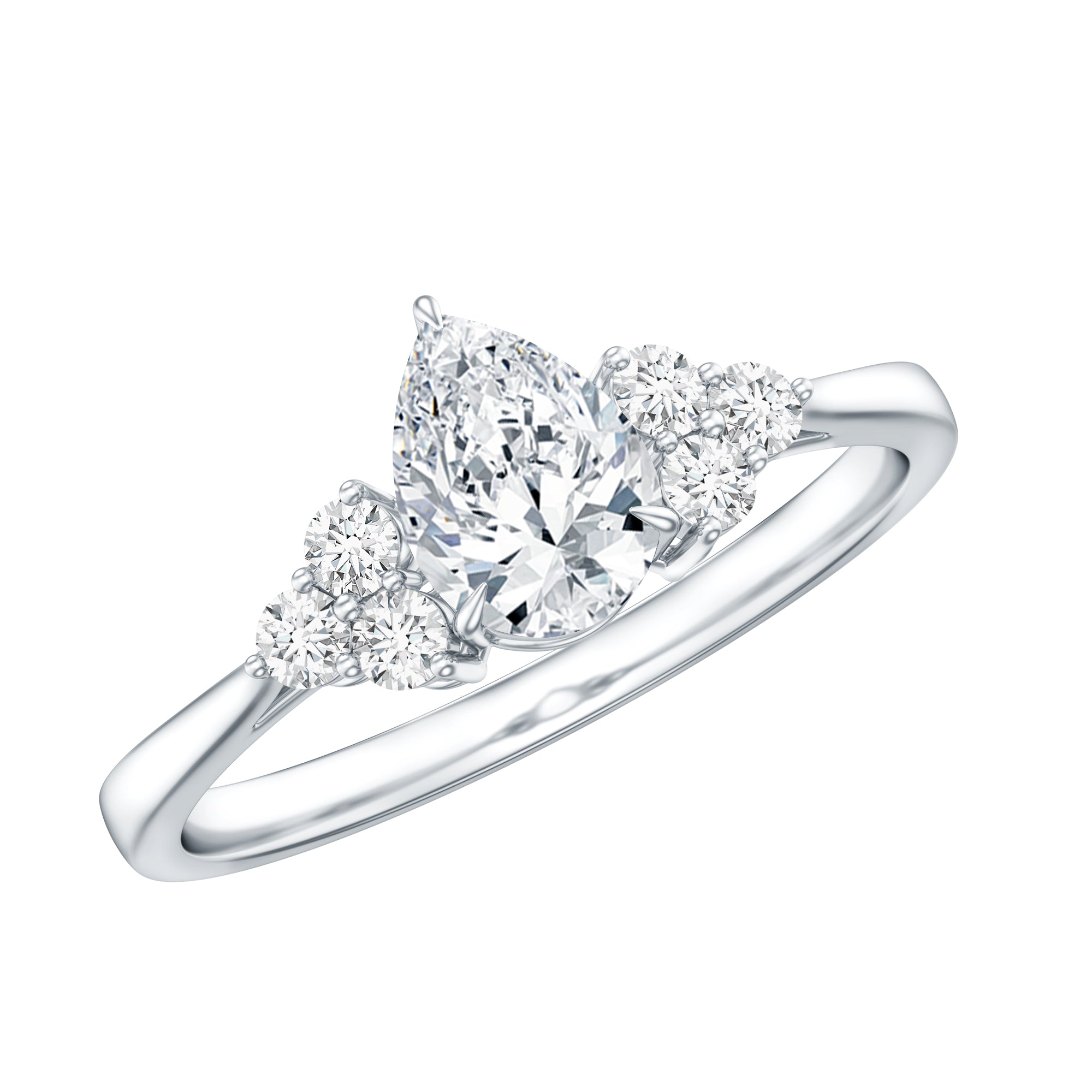 Brilliant Cut Moissanite Trio Engagement Ring For Women D-VS1 - Rosec Jewels