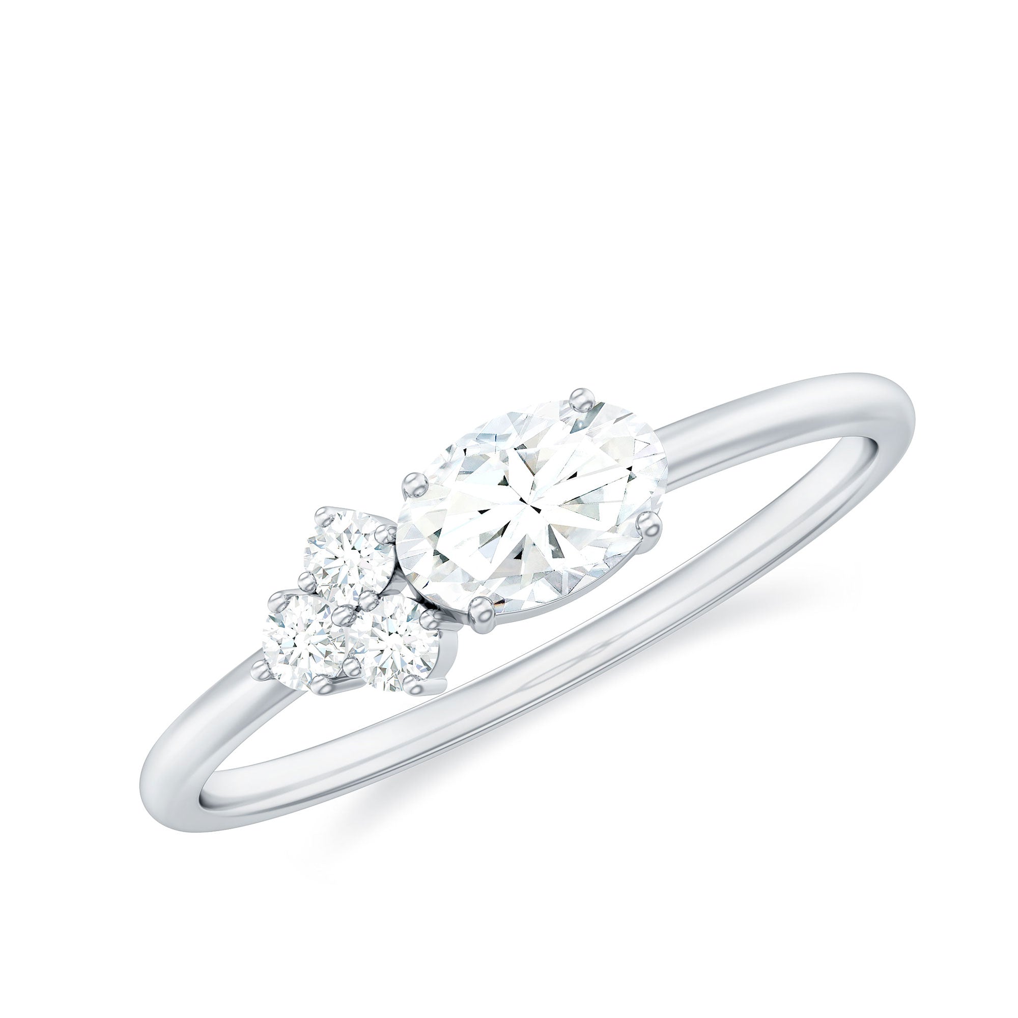 Oval and Round Moissanite Promise Ring for Her