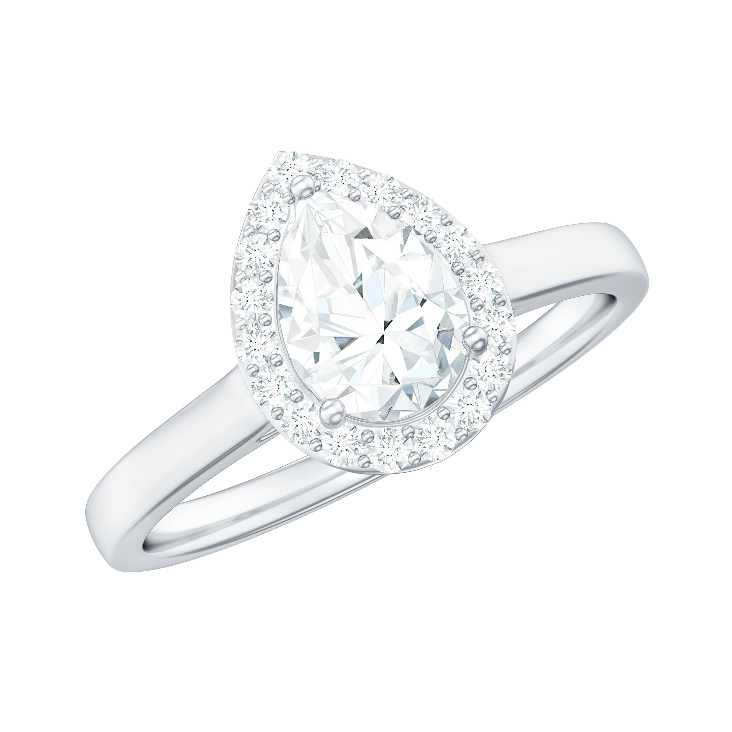 1 CT Brilliant Cut Moissanite Teardrop Engagement Ring