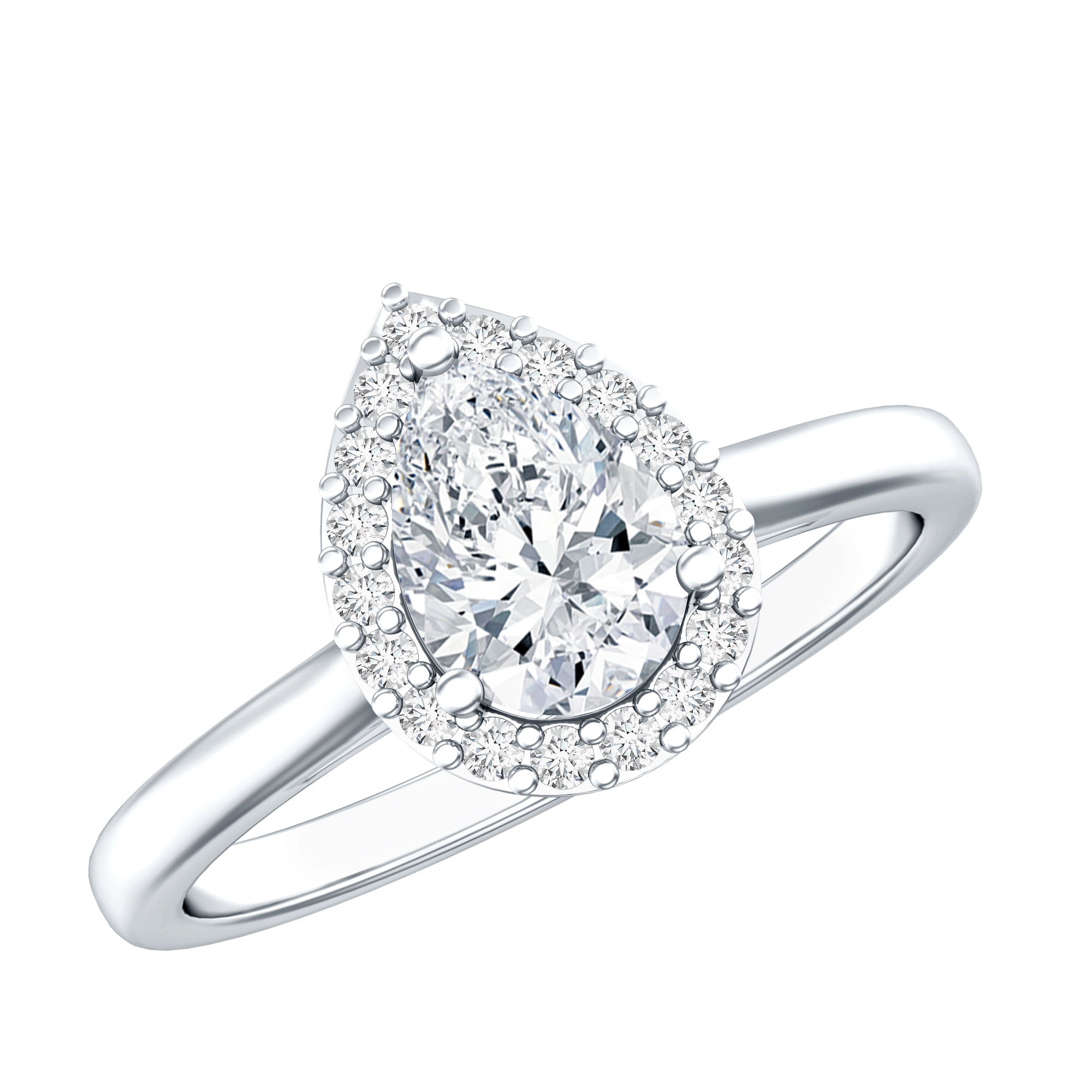 1 CT Brilliant Cut Moissanite Teardrop Engagement Ring D-VS1 - Rosec Jewels