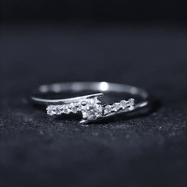 Round Cut Moissanite Promise Ring with Bypass Shank D-VS1 - Rosec Jewels
