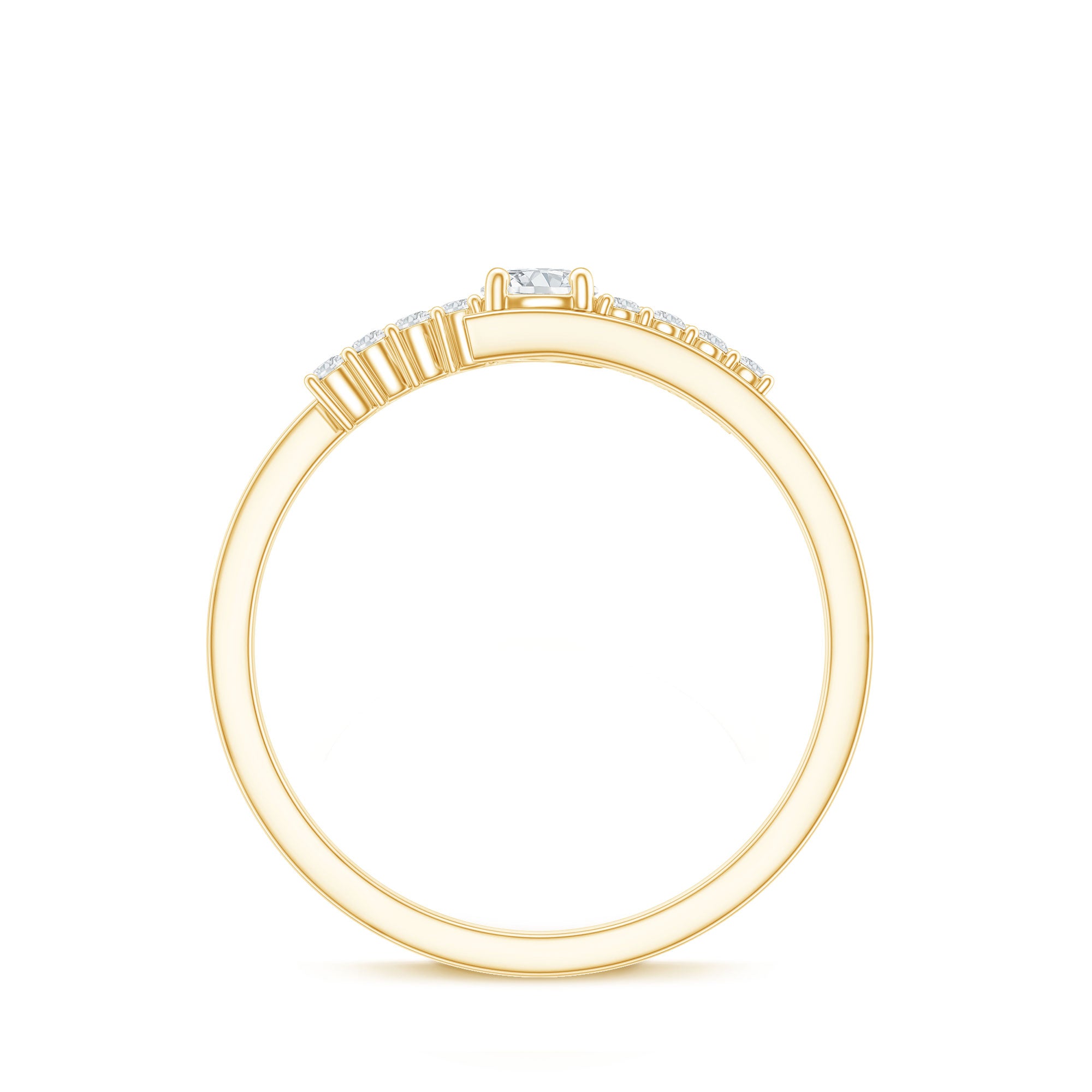 Round Cut Moissanite Promise Ring with Bypass Shank D-VS1 - Rosec Jewels