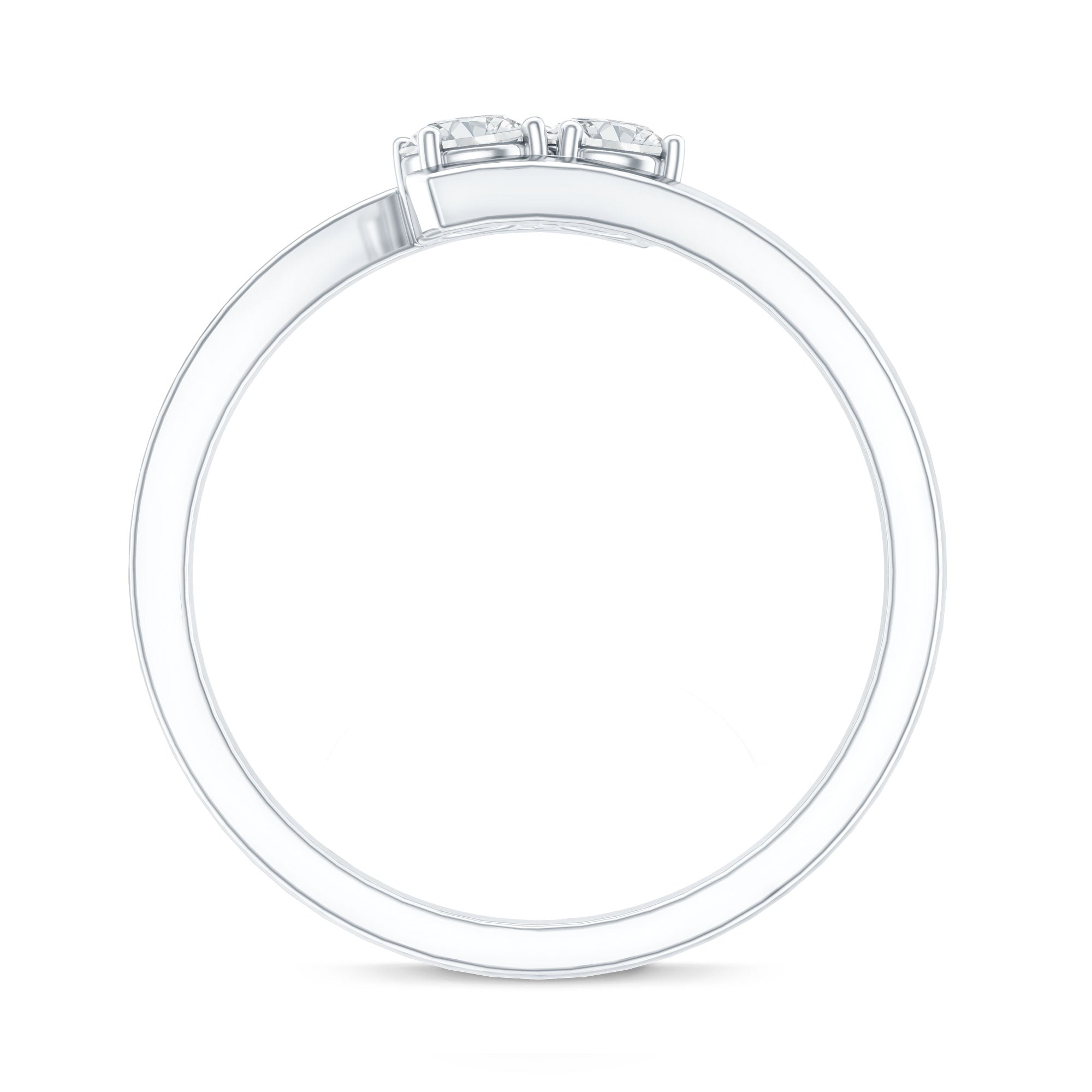 Certified Two Stone Moissanite Commitment Ring For Her D-VS1 - Rosec Jewels