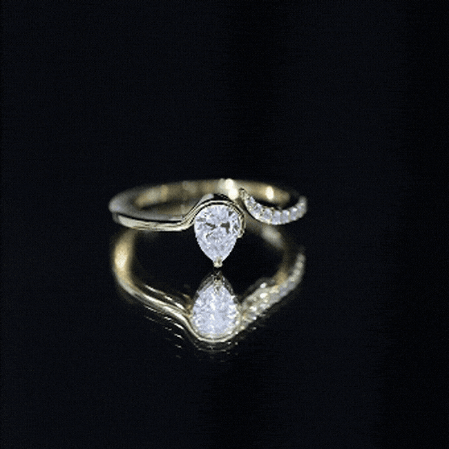 Pear Shaped Moissanite Cuff Ring for Women D-VS1 - Rosec Jewels