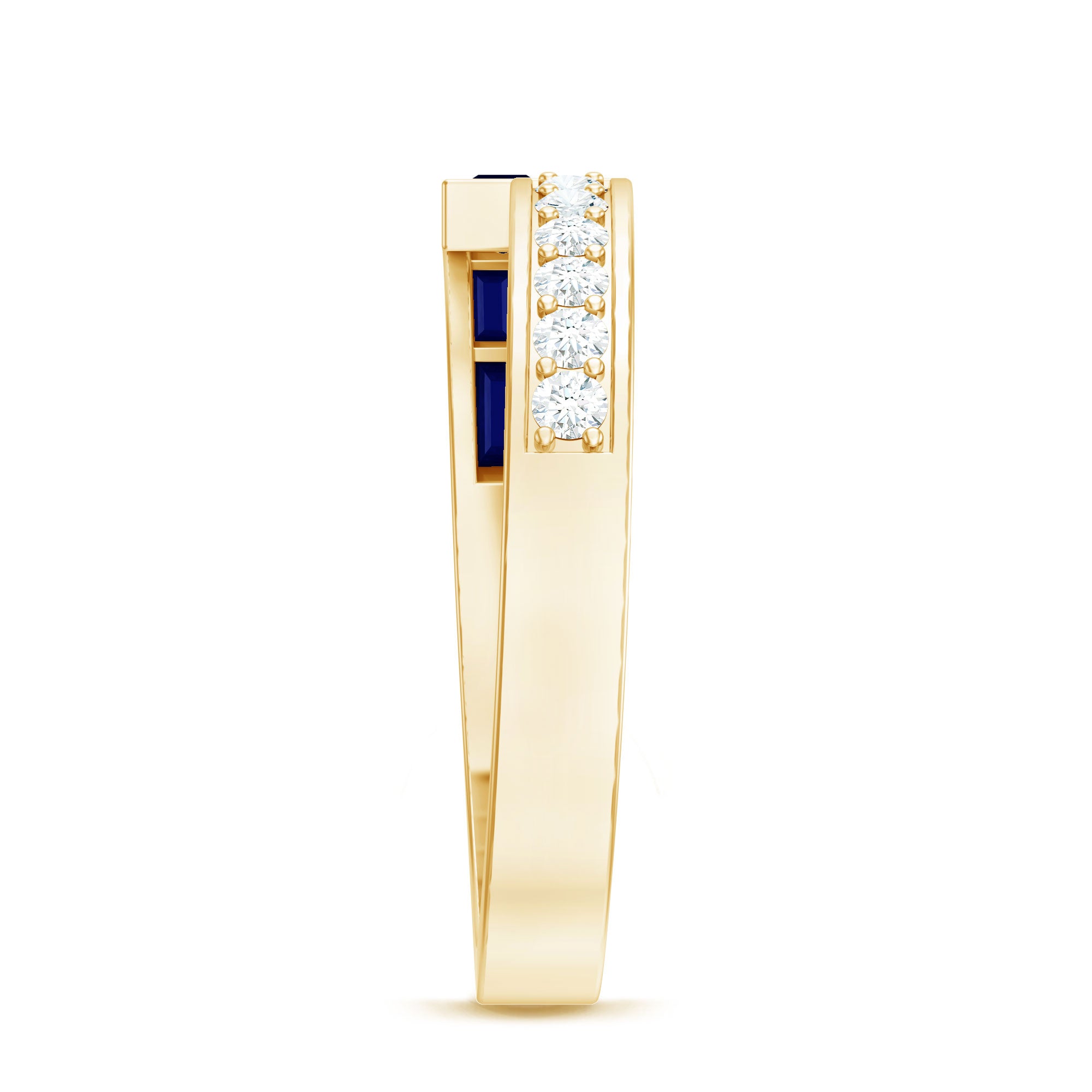 Natural Blue Sapphire Diamond Anniversary Band Ring AAA - Rosec Jewels