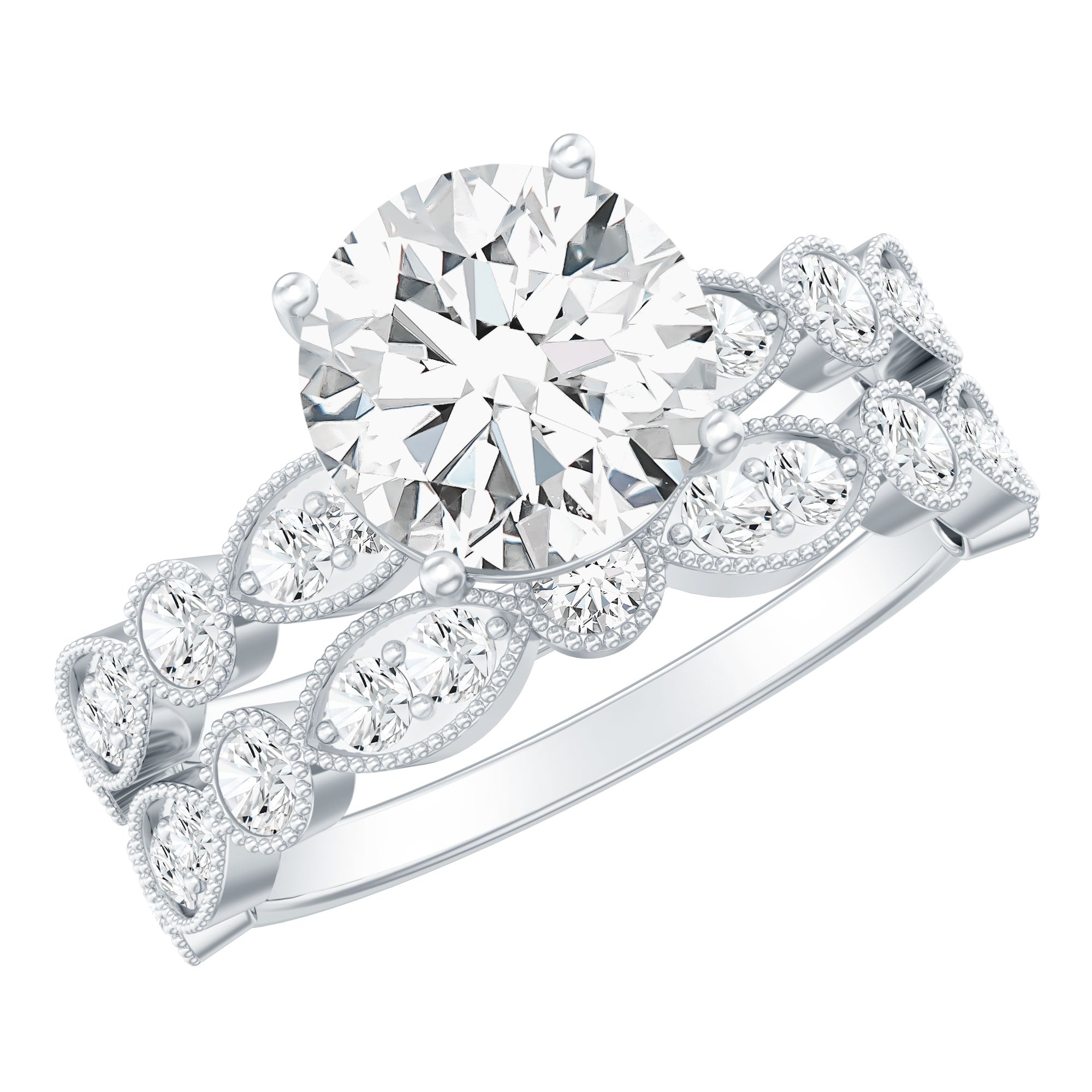 2.50 CT Brilliant Cut Moissanite Bridal Ring Set