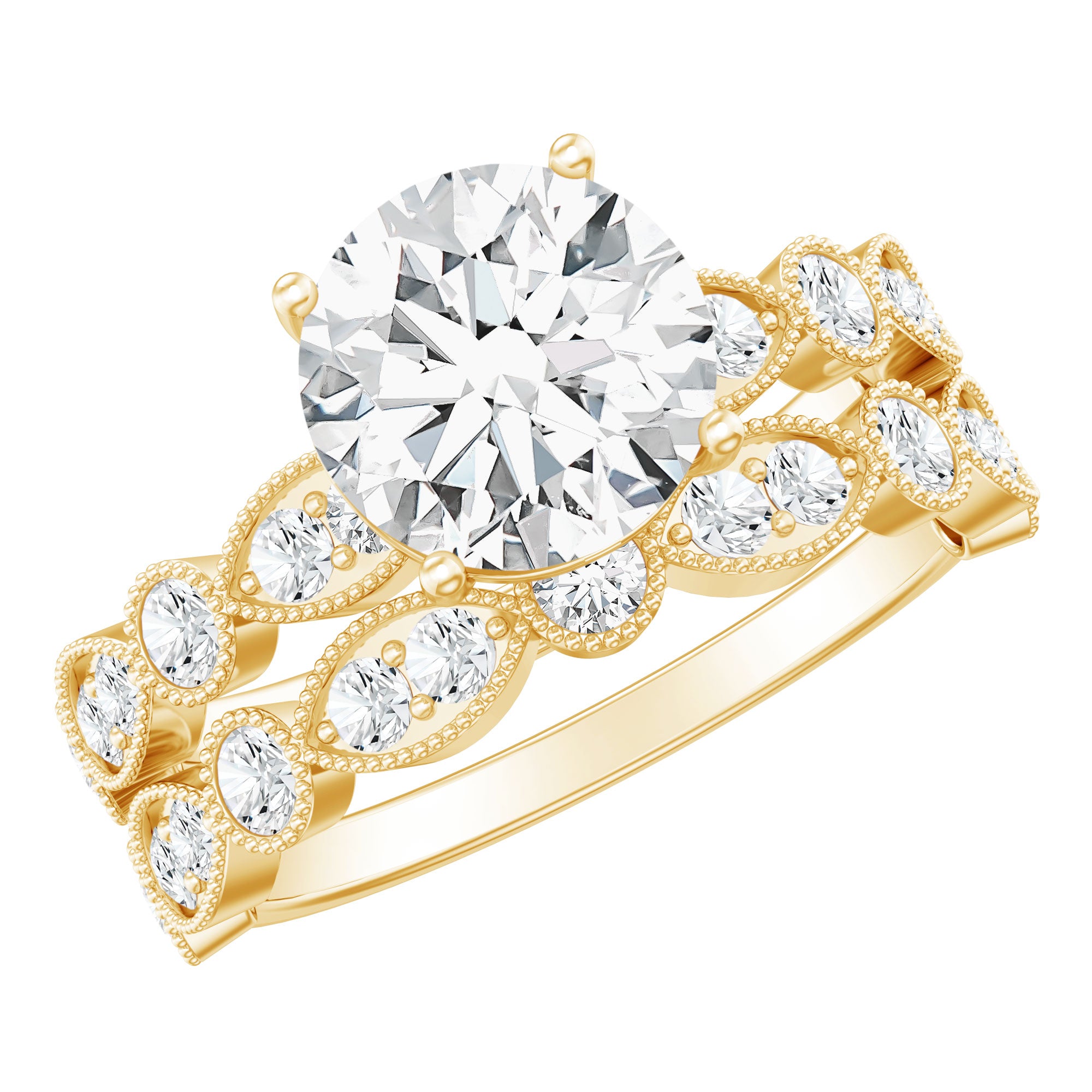 2.50 CT Brilliant Cut Moissanite Bridal Ring Set D-VS1 - Rosec Jewels