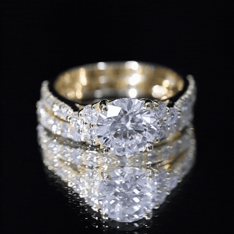Certified 2 Carat Moissanite Engagement Ring with Enhancer D-VS1 - Rosec Jewels
