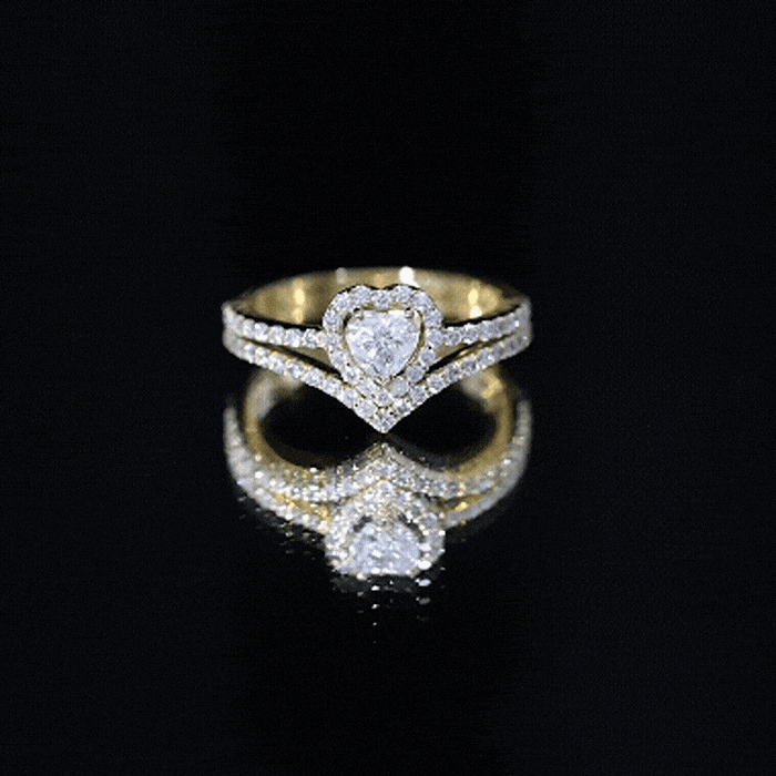 Heart Shape Moissanite Wedding Ring Set For Women D-VS1 - Rosec Jewels