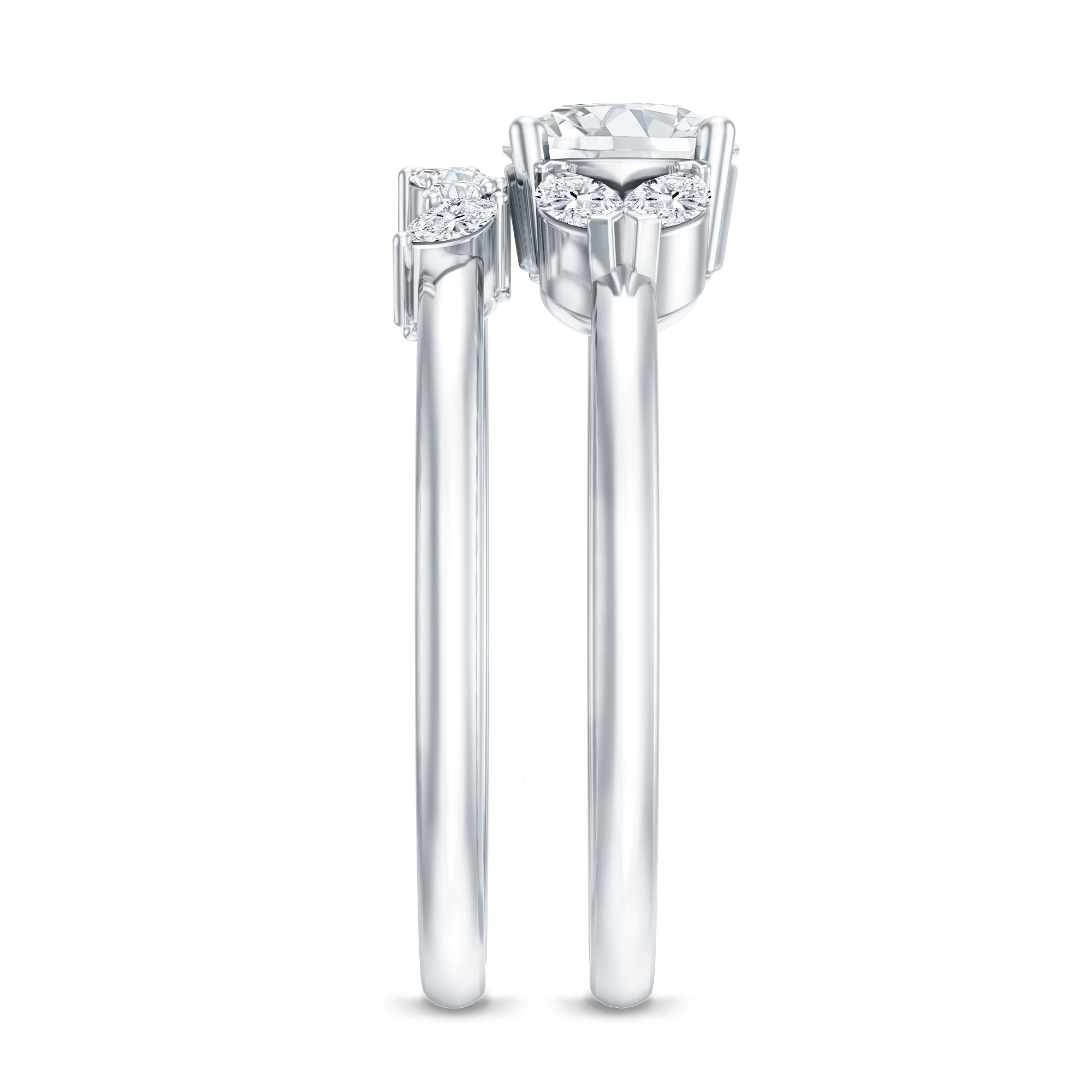 Round Cut Moissanite Bridal Ring Set with Certificate D-VS1 - Rosec Jewels