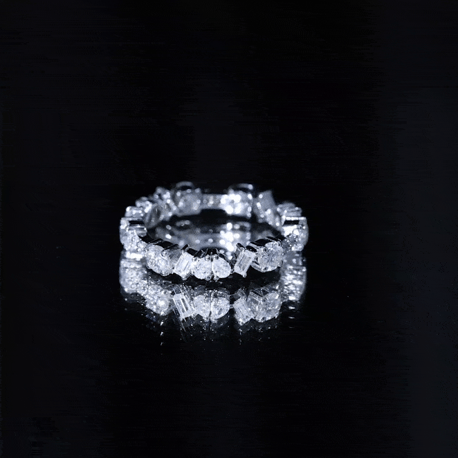 Certified Moissanite Designer Wedding Band Ring For Women D-VS1 - Rosec Jewels