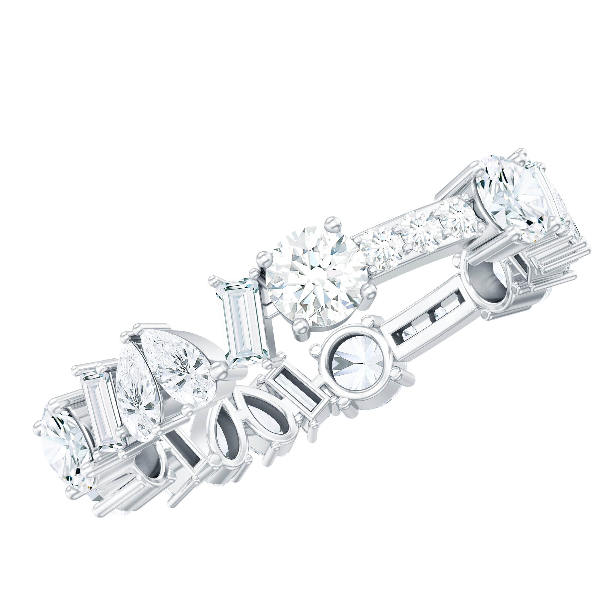 Certified Moissanite Designer Wedding Band Ring For Women D-VS1 - Rosec Jewels