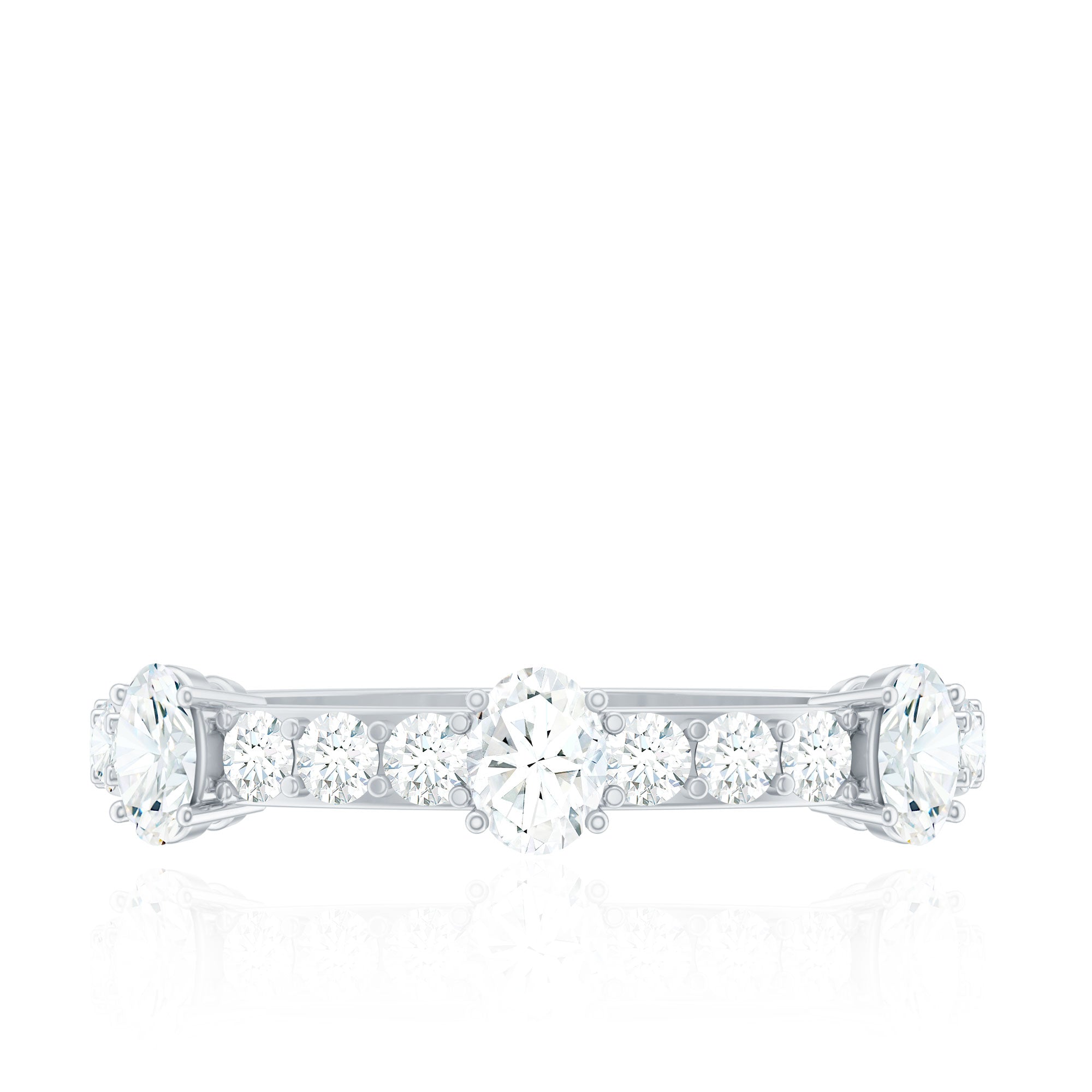 Natural Diamond Half Eternity Band Ring Natural - ( HI-SI ) - Rosec Jewels