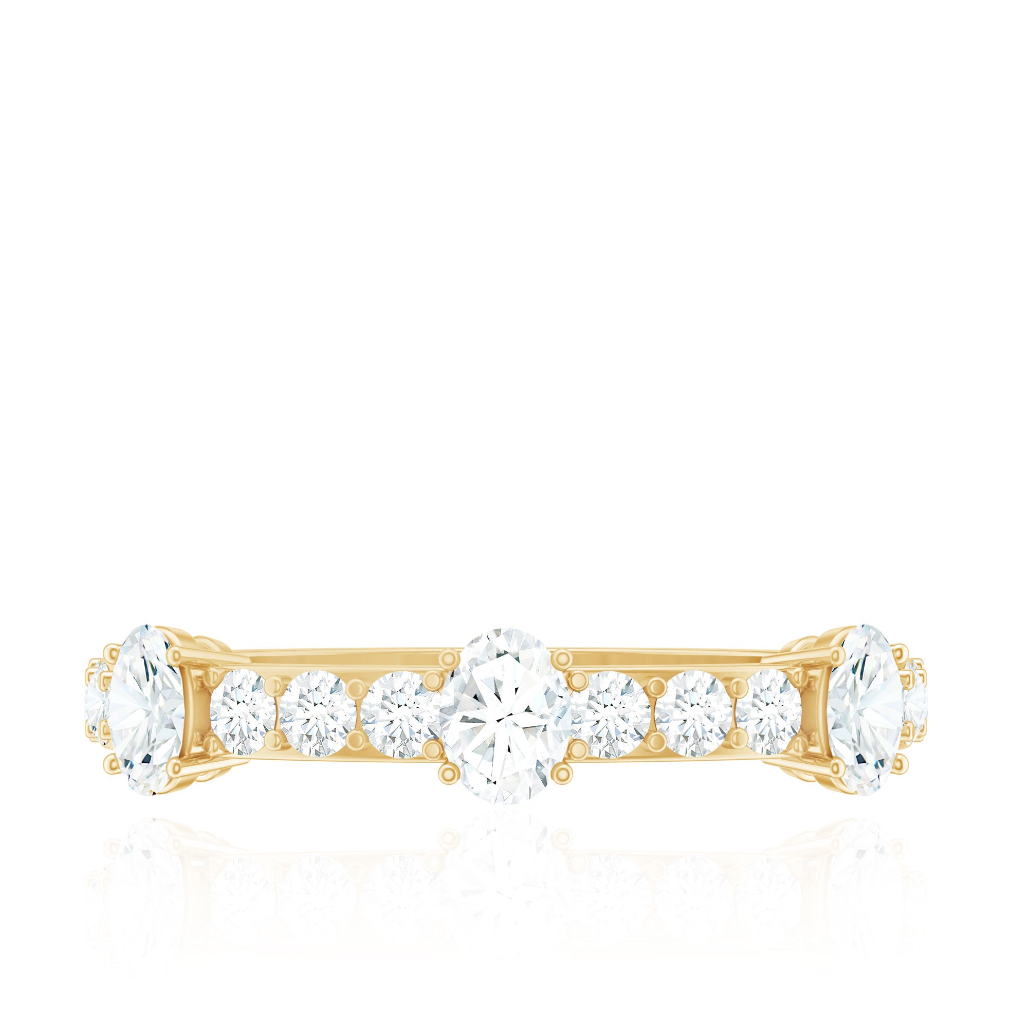 Natural Diamond Half Eternity Band Ring Natural - ( HI-SI ) - Rosec Jewels