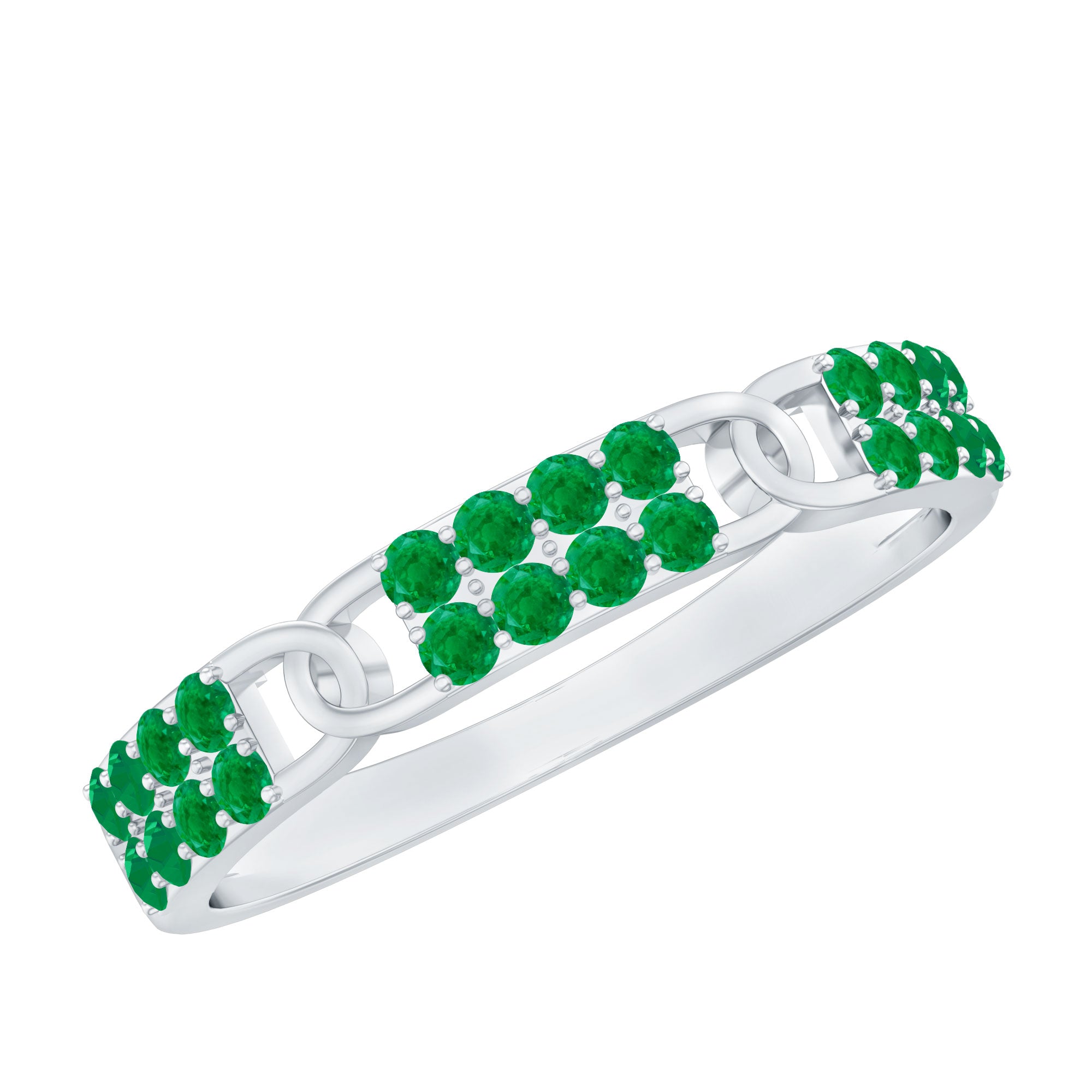 Real Emerald Interlocking Wedding Band with Certificate