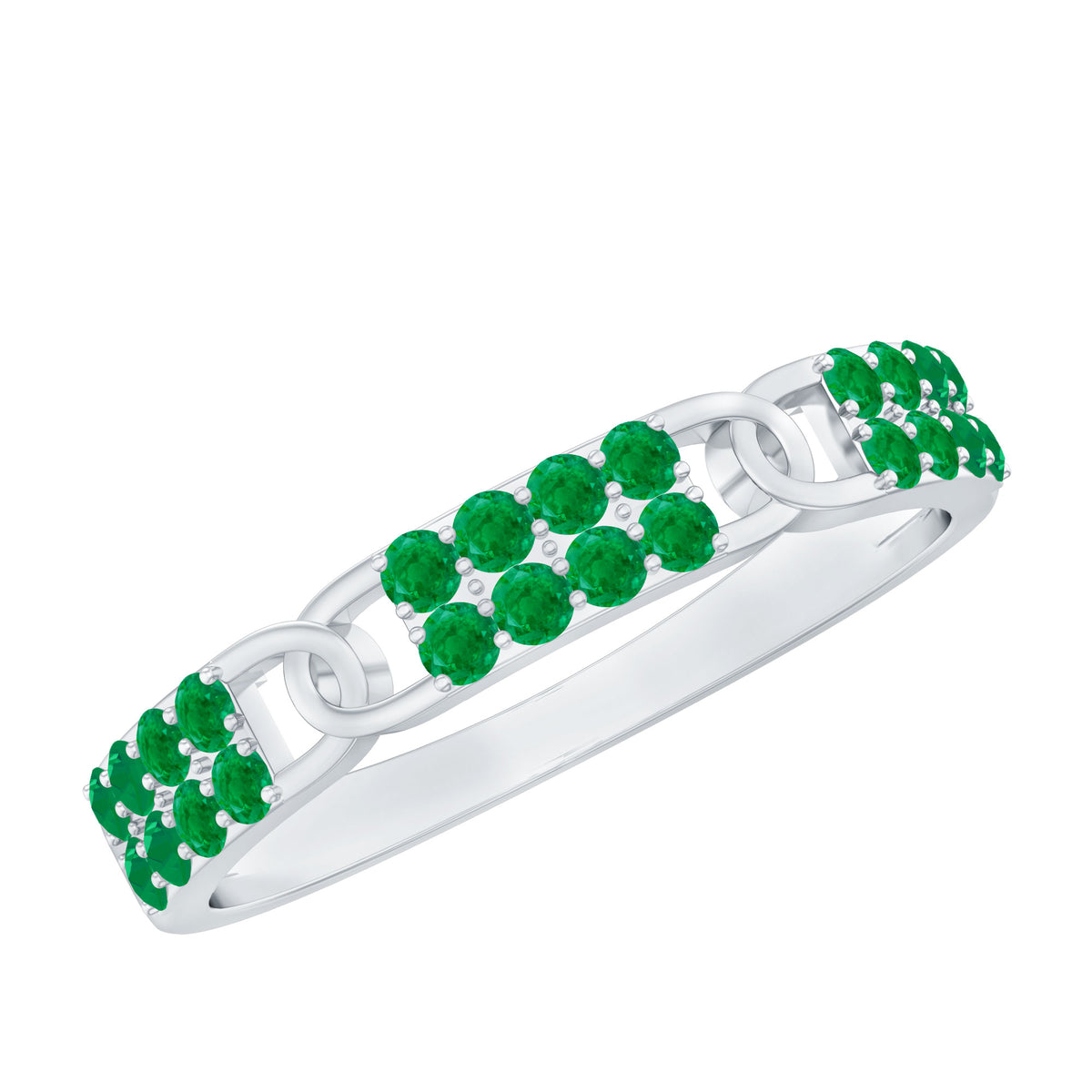Real Emerald Interlocking Wedding Band with Certificate AAA - Rosec Jewels