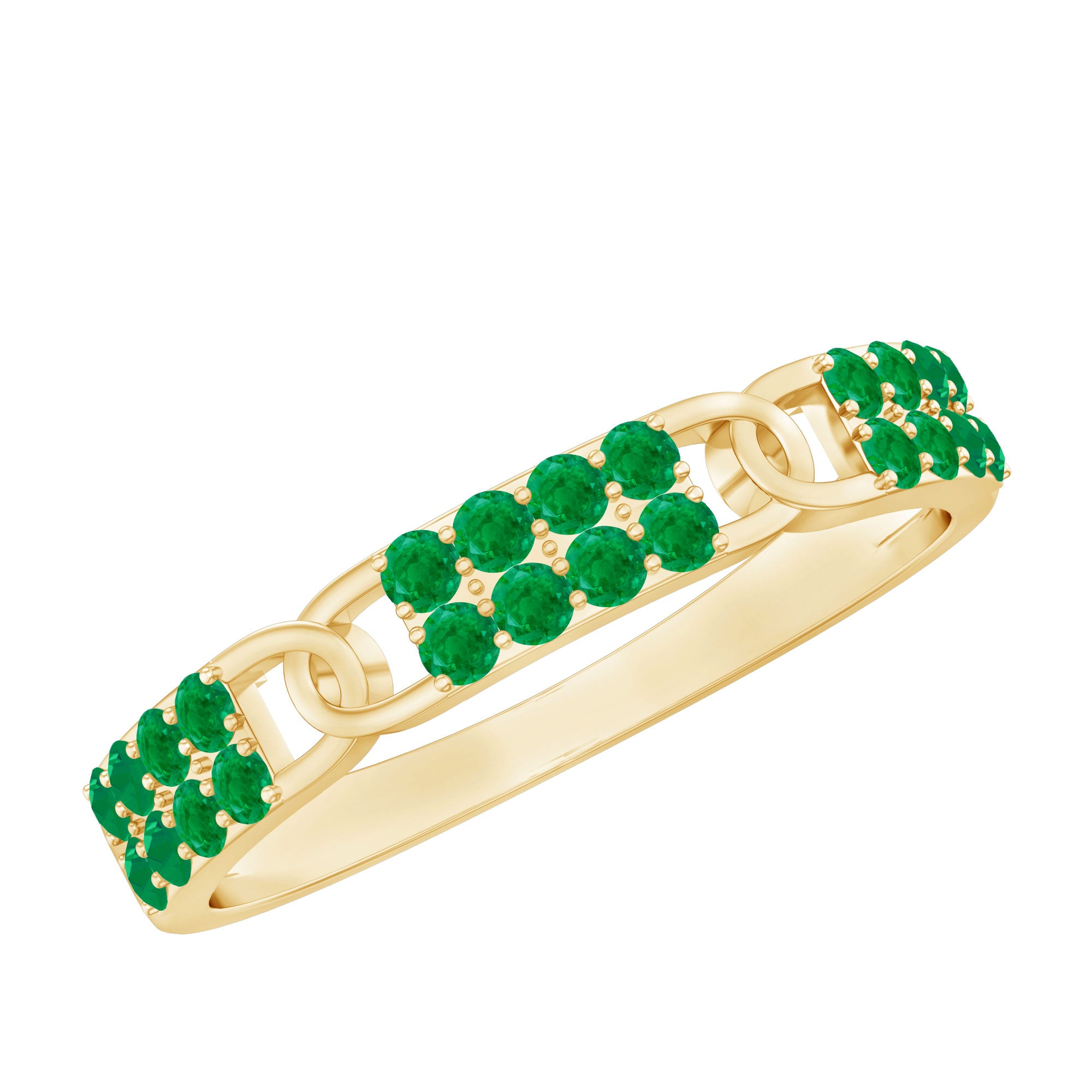 Real Emerald Interlocking Wedding Band with Certificate AAA - Rosec Jewels