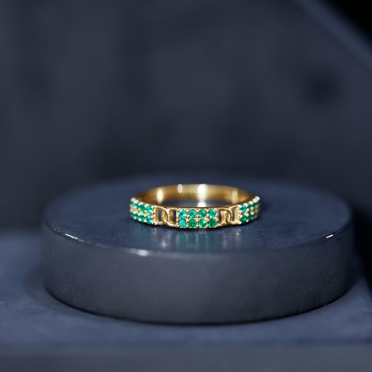 Real Emerald Interlocking Wedding Band with Certificate AAA - Rosec Jewels