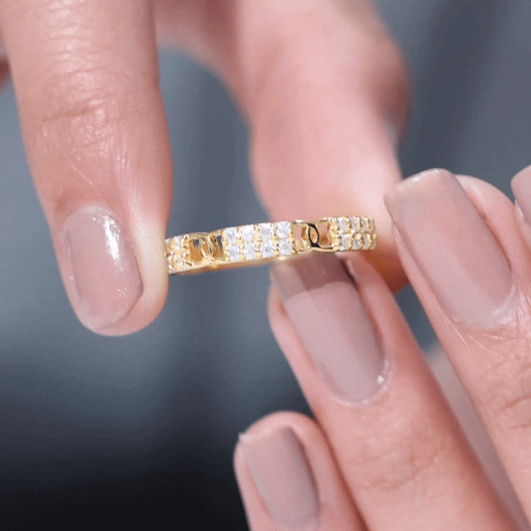 Certified Moissanite Interlocking Wedding Band D-VS1 - Rosec Jewels